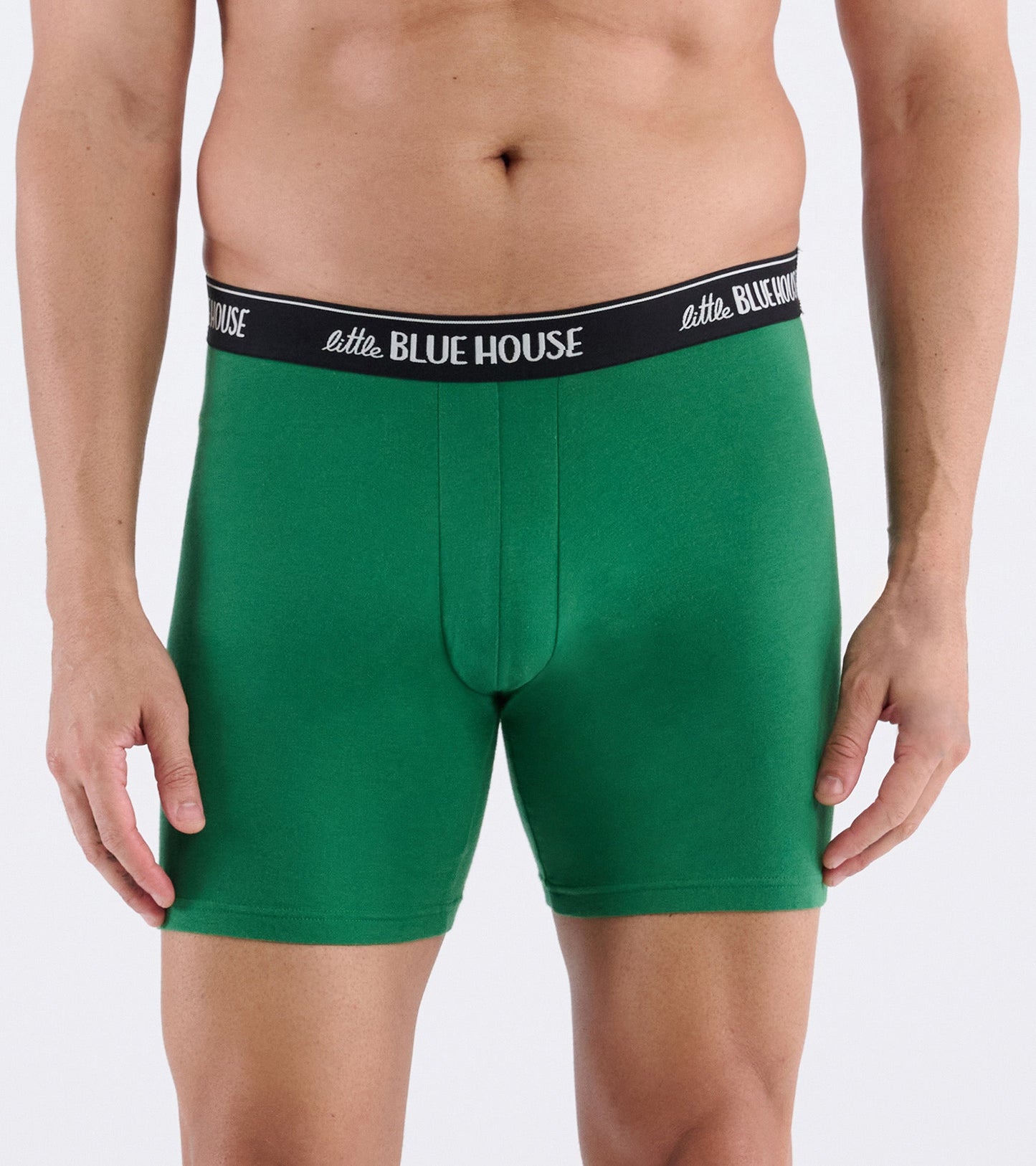 Green boxer briefs with a snug fit and a black waistband, designed for comfort and everyday wear.