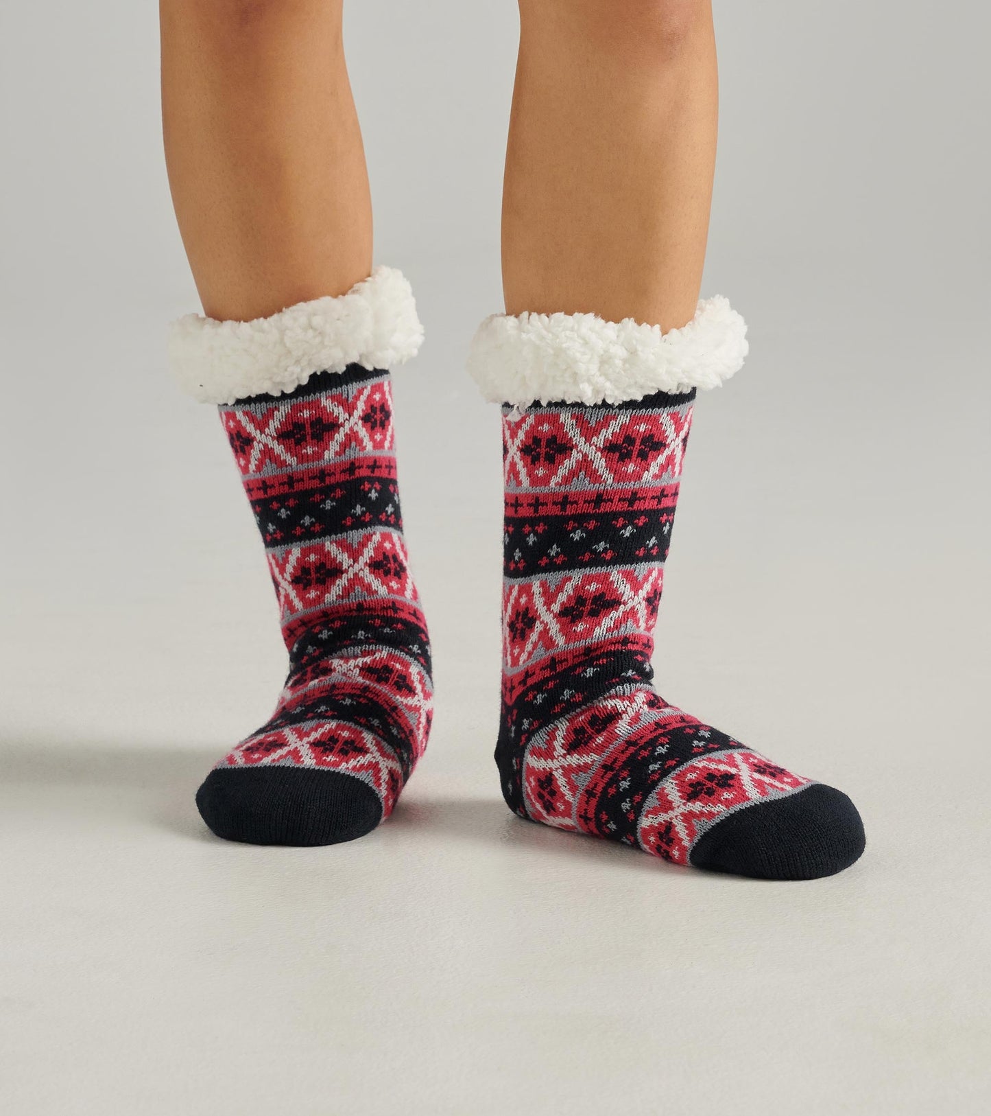 Chaussettes de chalet épaisses doublées en sherpa pour femme – Ski nordique