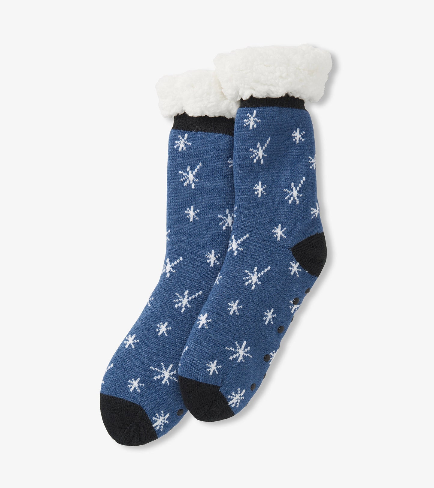 Chaussettes de chalet épaisses doublées en sherpa pour femme – Flocons de neige