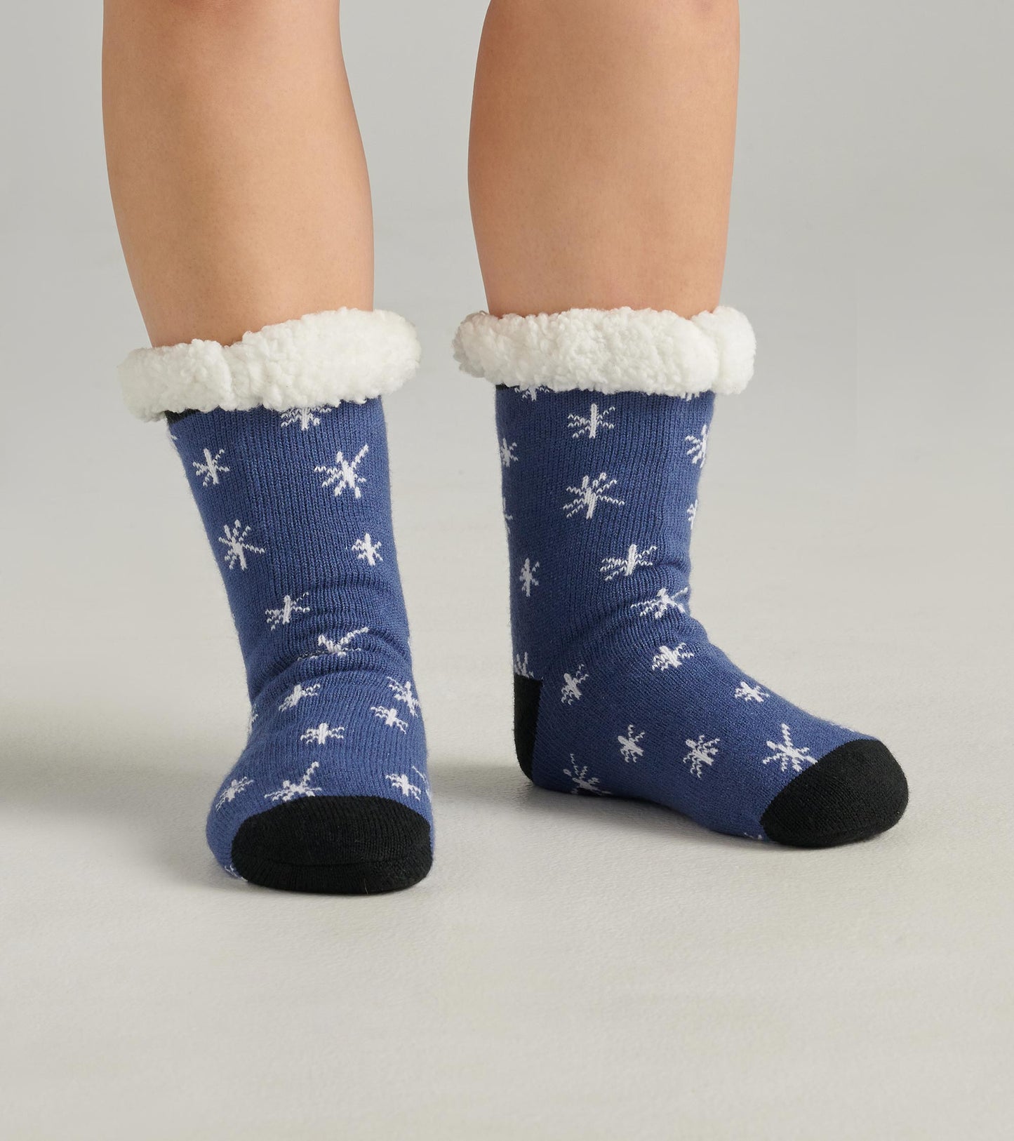 Chaussettes de chalet épaisses doublées en sherpa pour femme – Flocons de neige