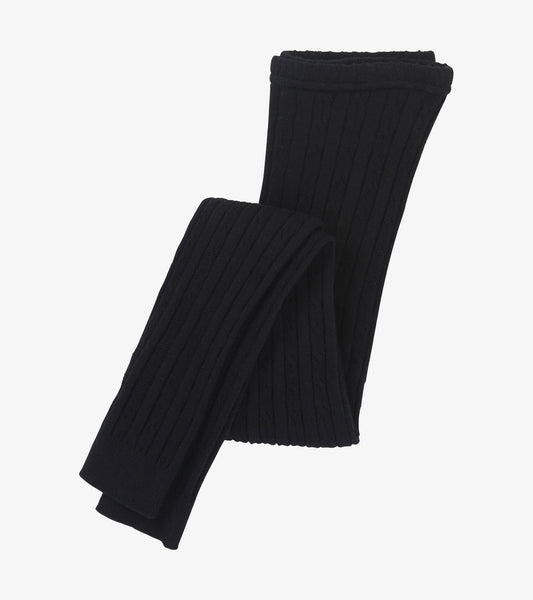 Black cable knit leggings with a ribbed texture, suitable for casual wear.
