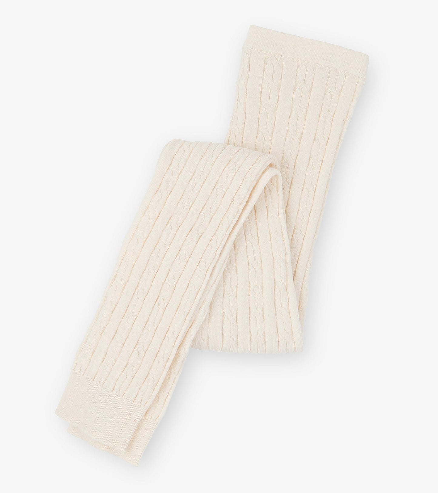Collant sans pieds en tricot torsadé – Crème