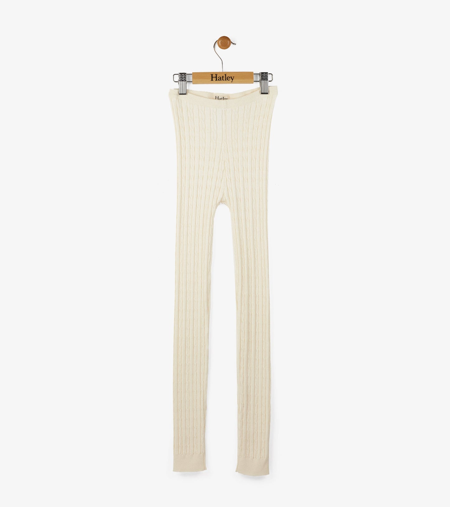 Collant sans pieds en tricot torsadé – Crème