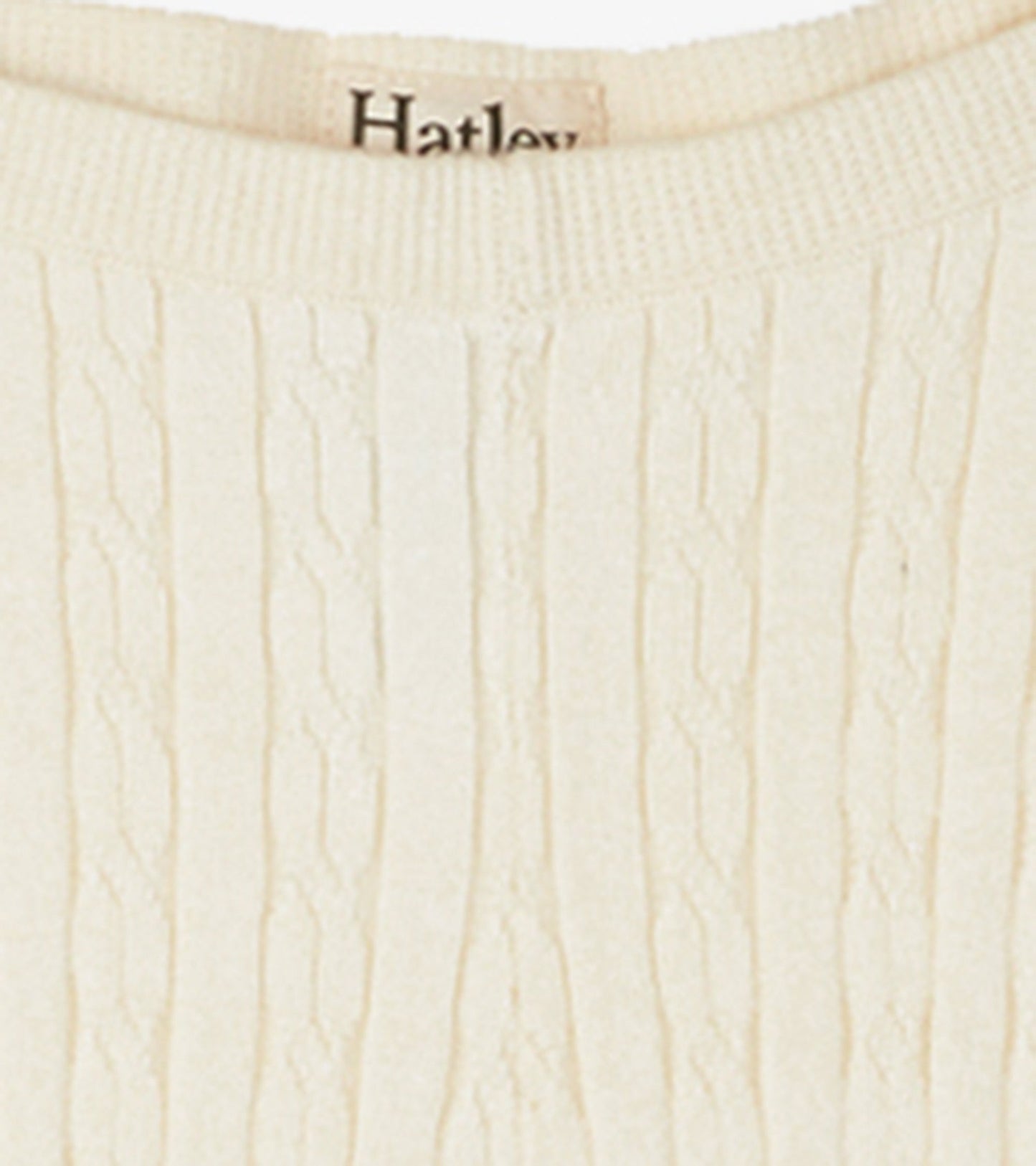 Collant sans pieds en tricot torsadé – Crème