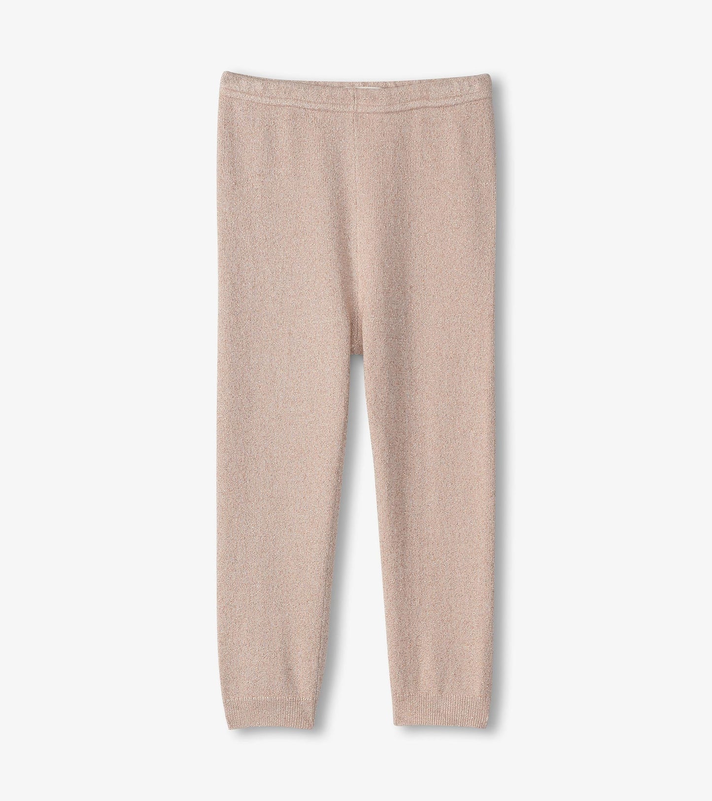Gold glitter cable knit leggings for baby girls, featuring a soft, stretchy fabric and a comfortable waistband.