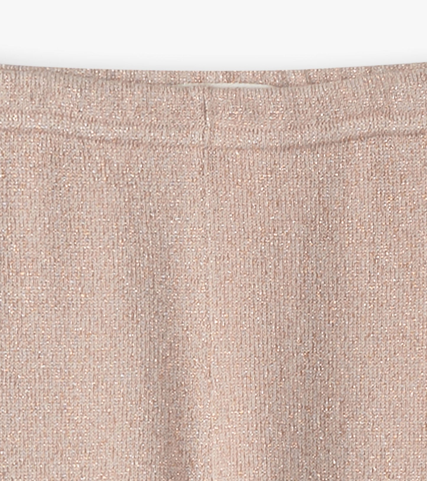 Gold glitter cable knit leggings for baby girls, featuring a soft texture and elastic waistband.