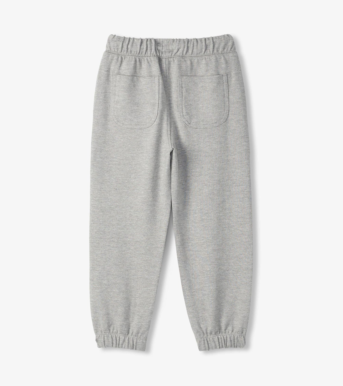 Light grey cozy pants with an elastic waistband and two back pockets, designed for comfort and casual wear.