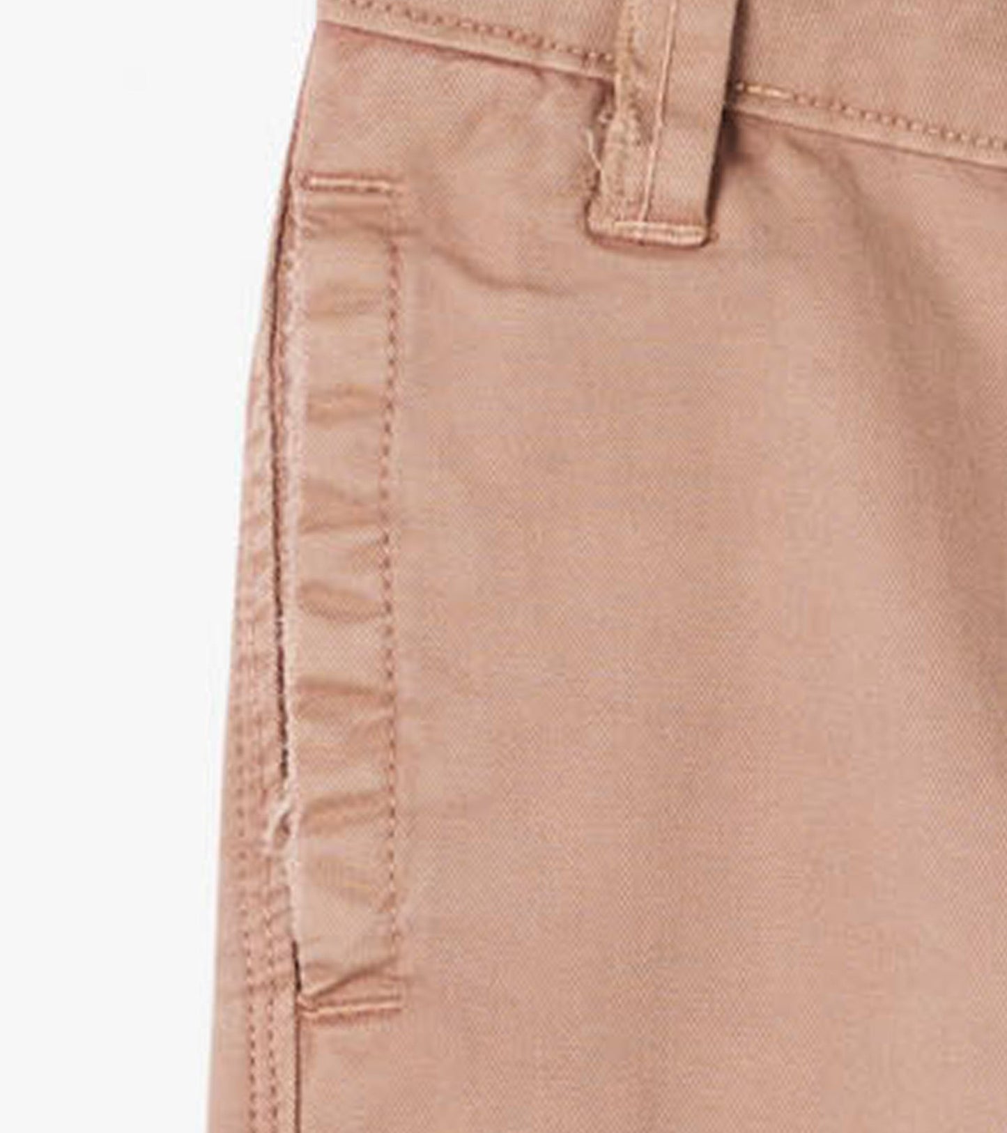 Khaki twill pants featuring a smooth texture and side seam detailing, suitable for casual wear.