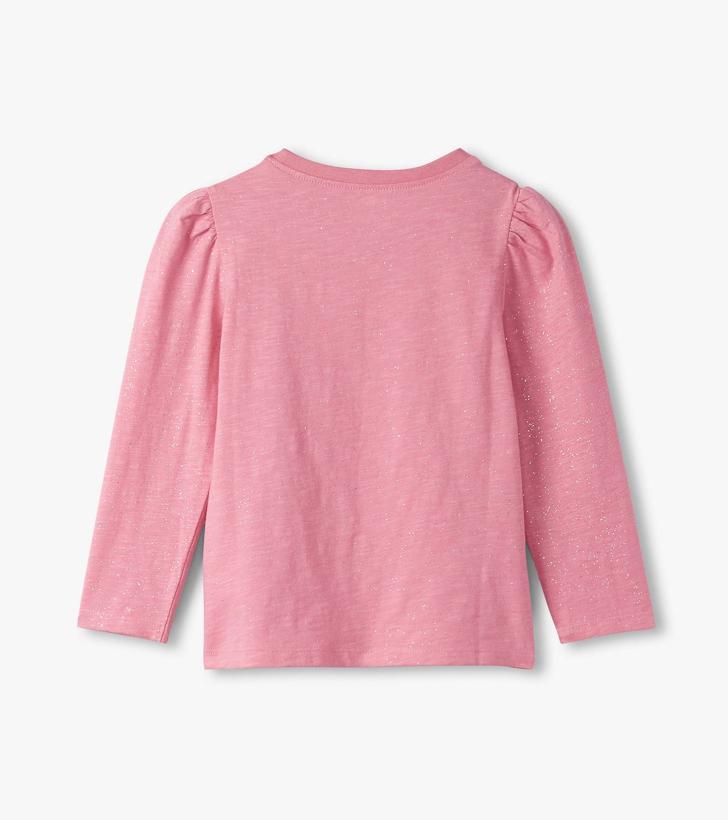 Girls Sea Pink Sparkle Puff Sleeve Graphic Tee