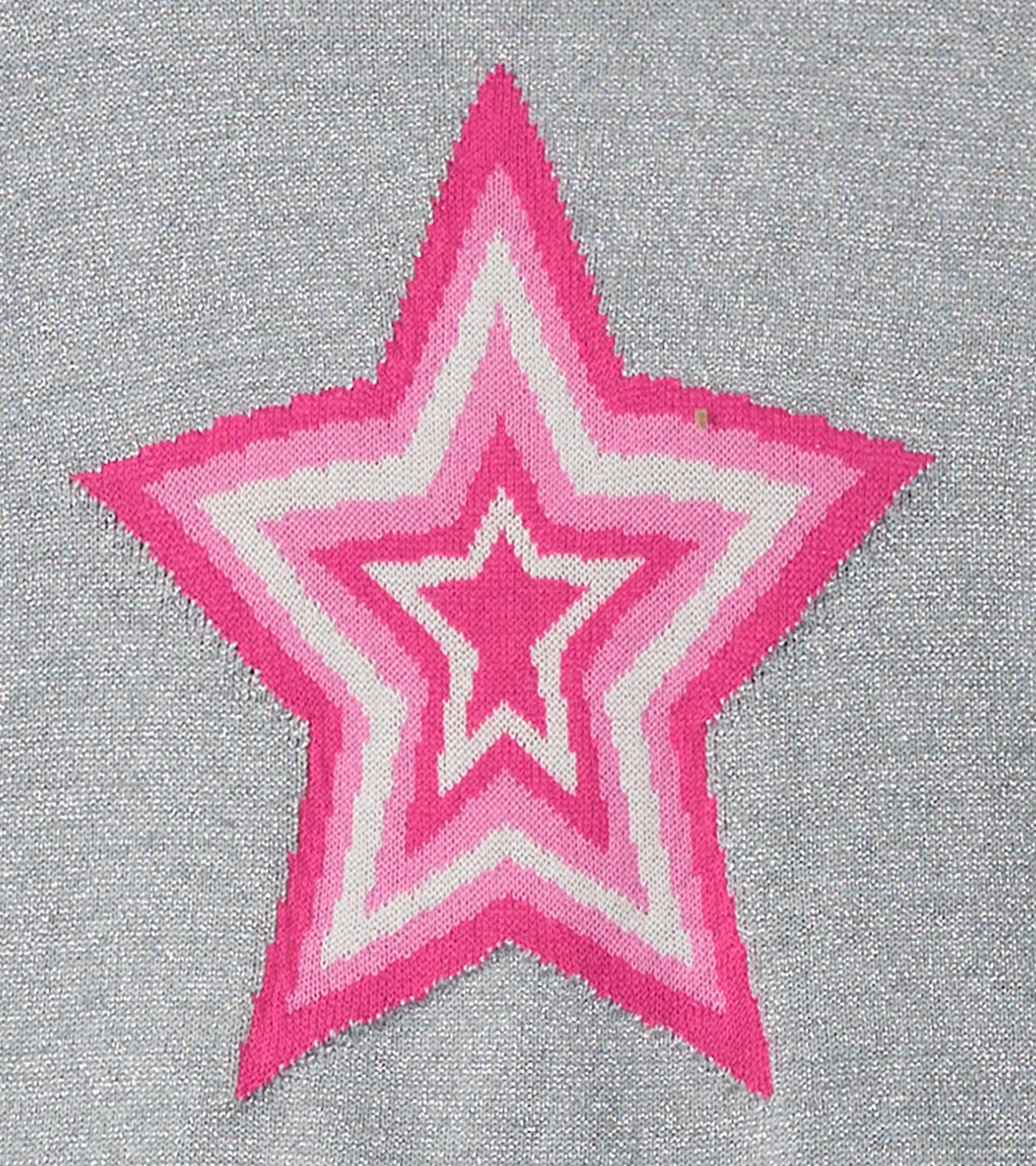 Gray knit dress with a pink and white striped star pattern