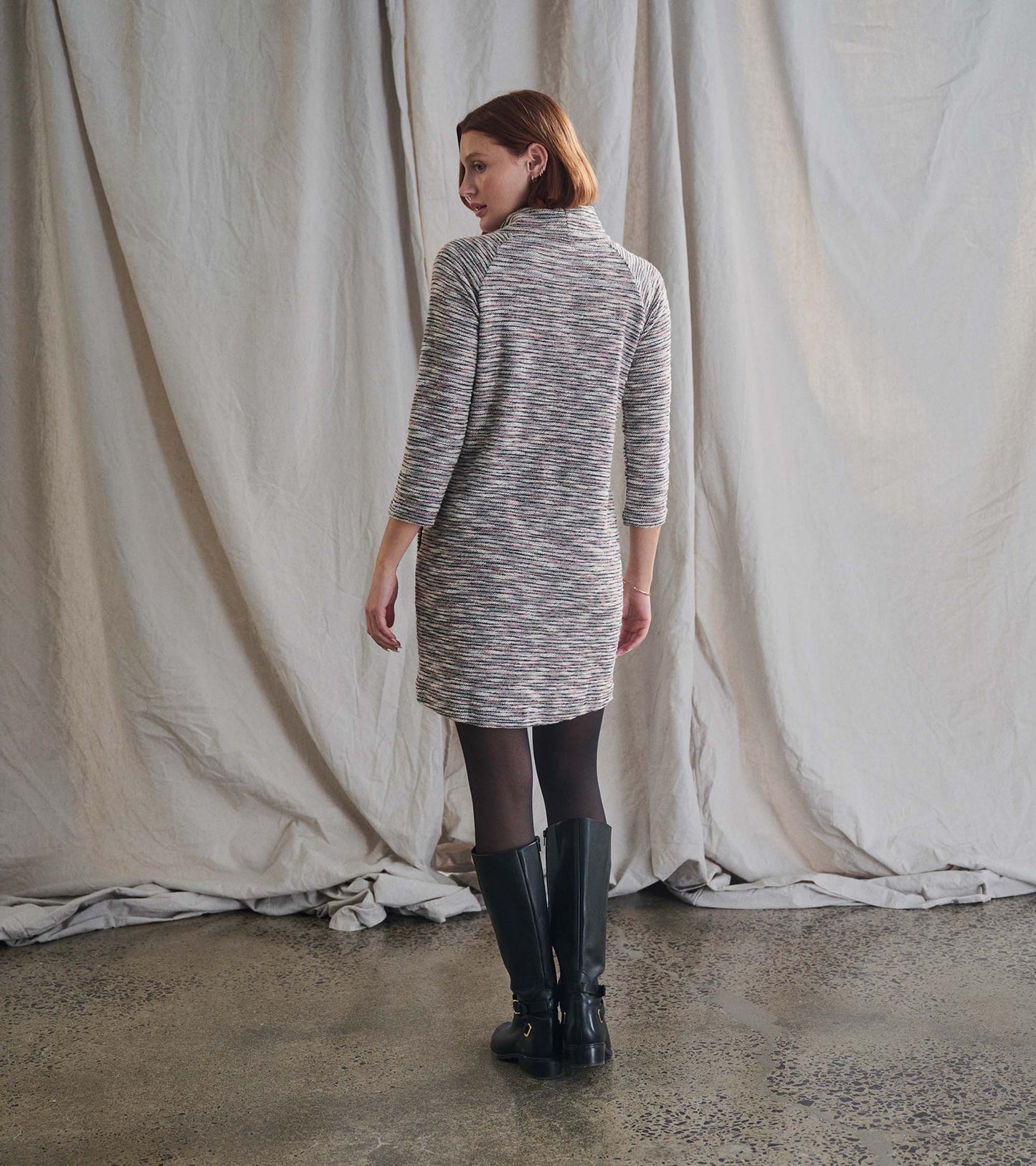 Robe à col drapé - Boucle Stripe