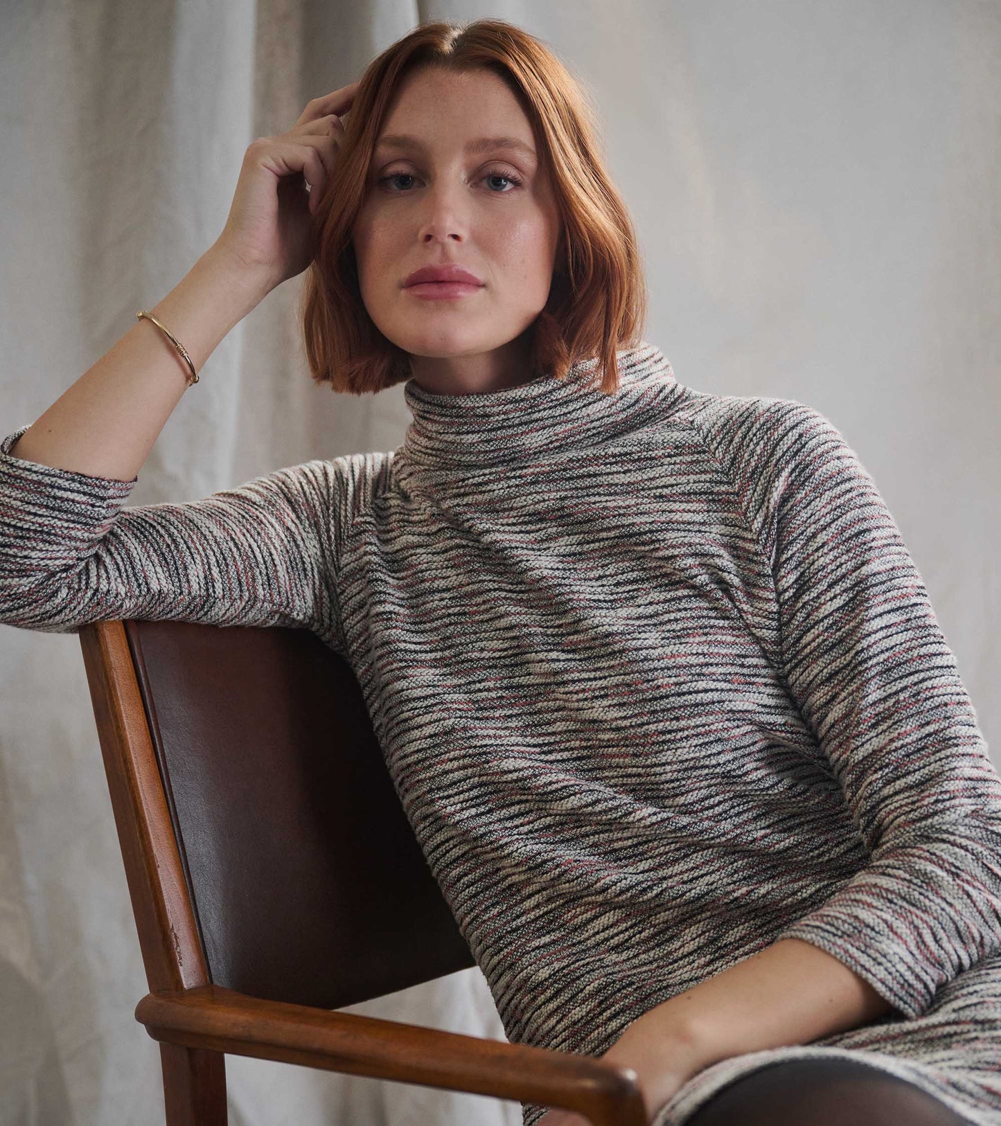 Robe à col drapé - Boucle Stripe