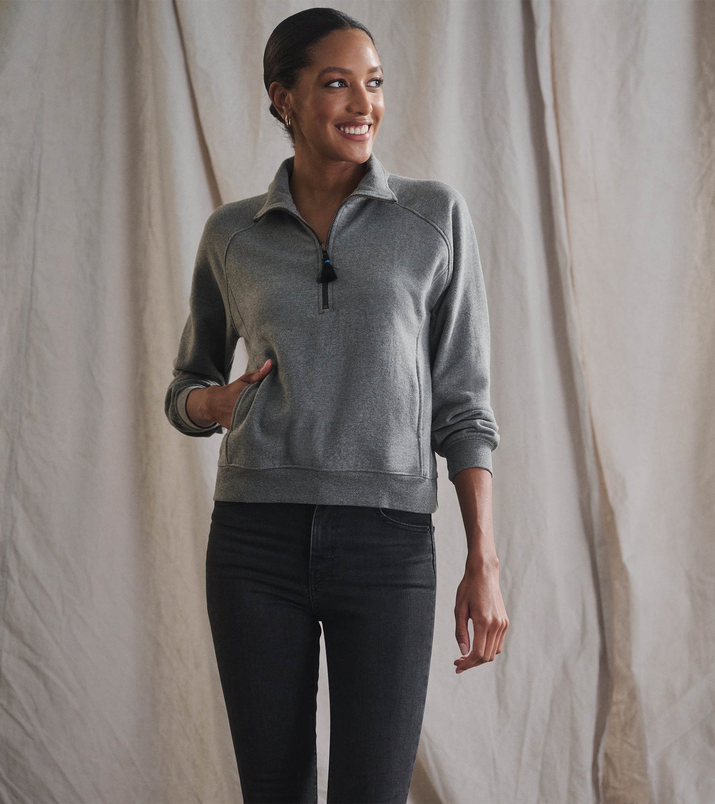 Pull à col montant – Gris anthracite chiné