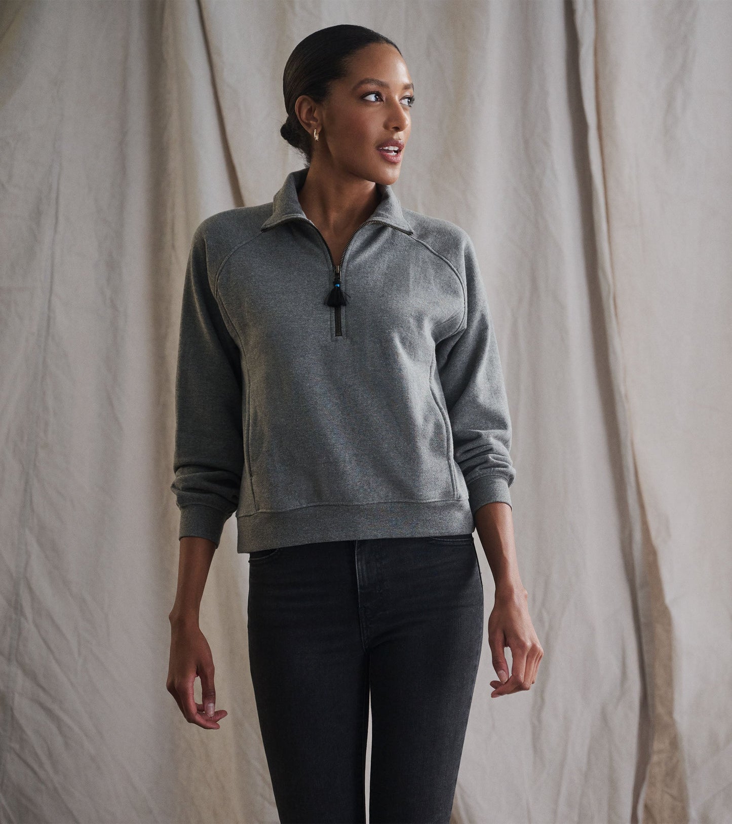 Pull à col montant – Gris anthracite chiné