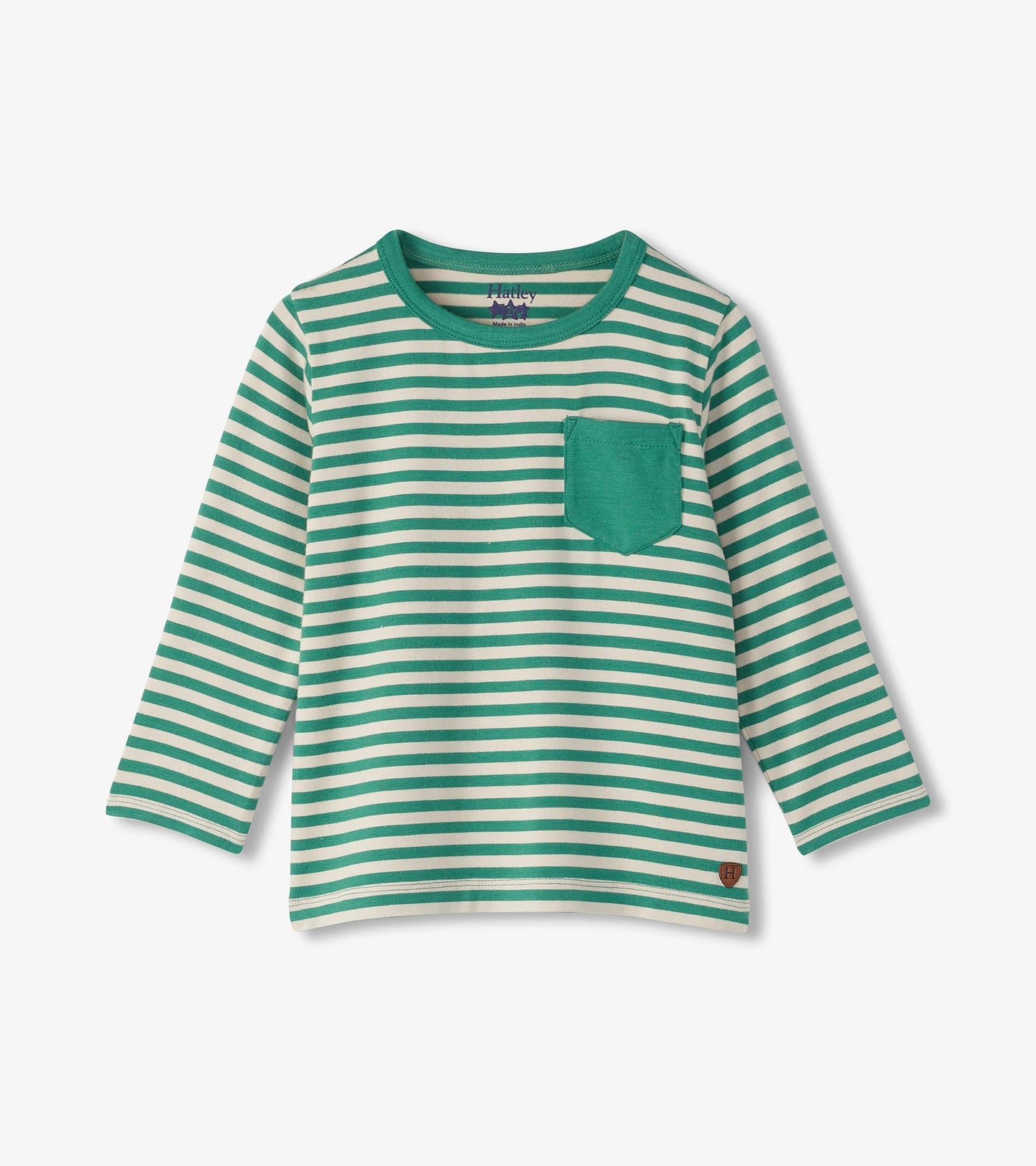 T-shirt à manches longues en bambou – Rayures des profondeurs marines