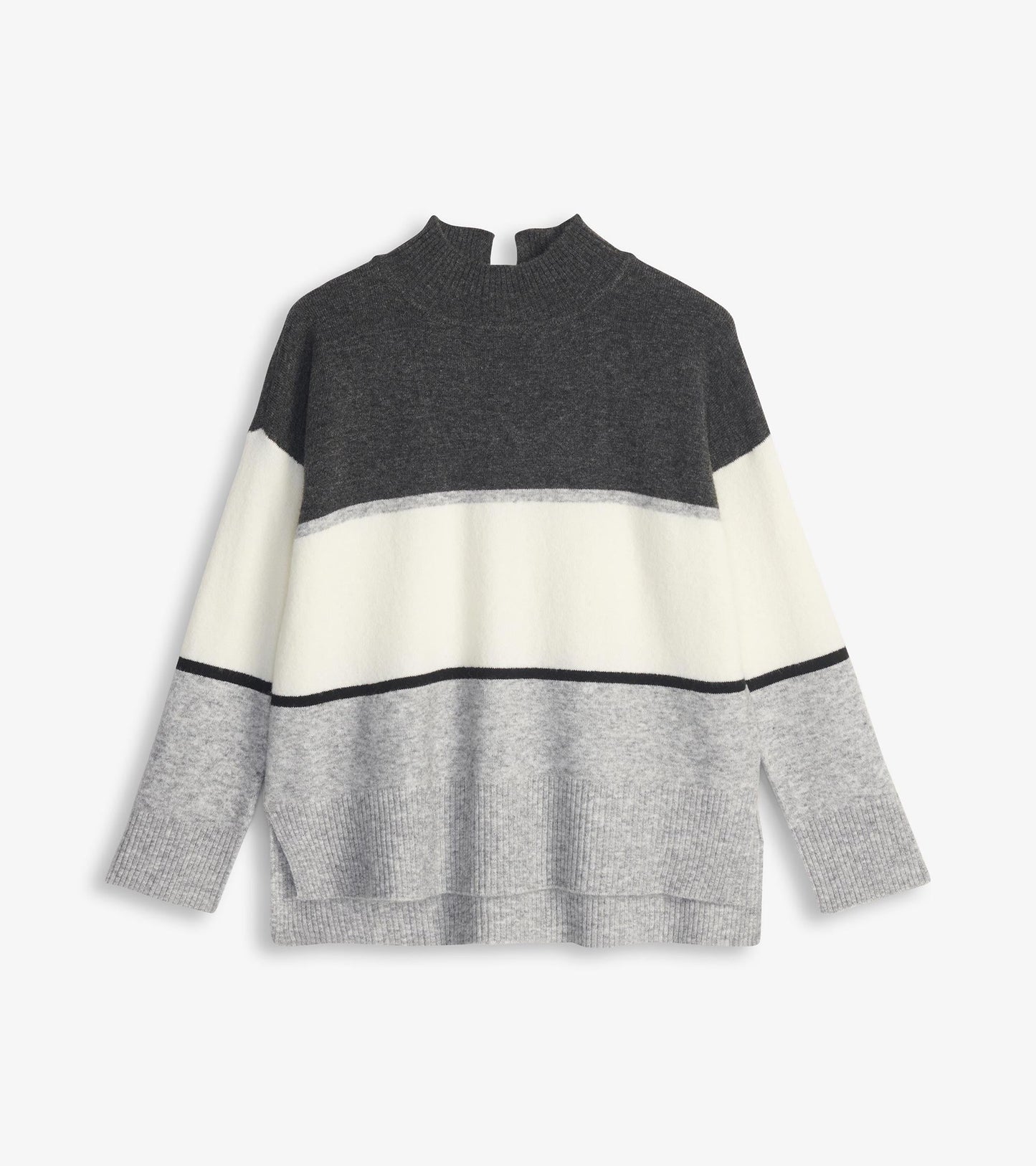 Tunique à col montant - Colorblock gris