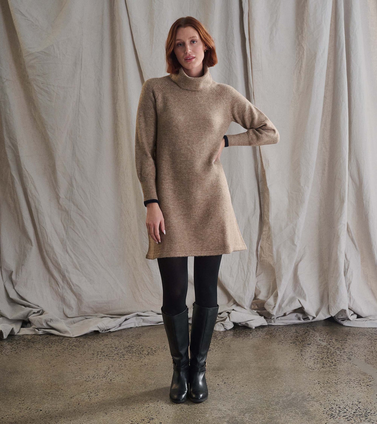 Robe pull trapèze - Mélange avoine