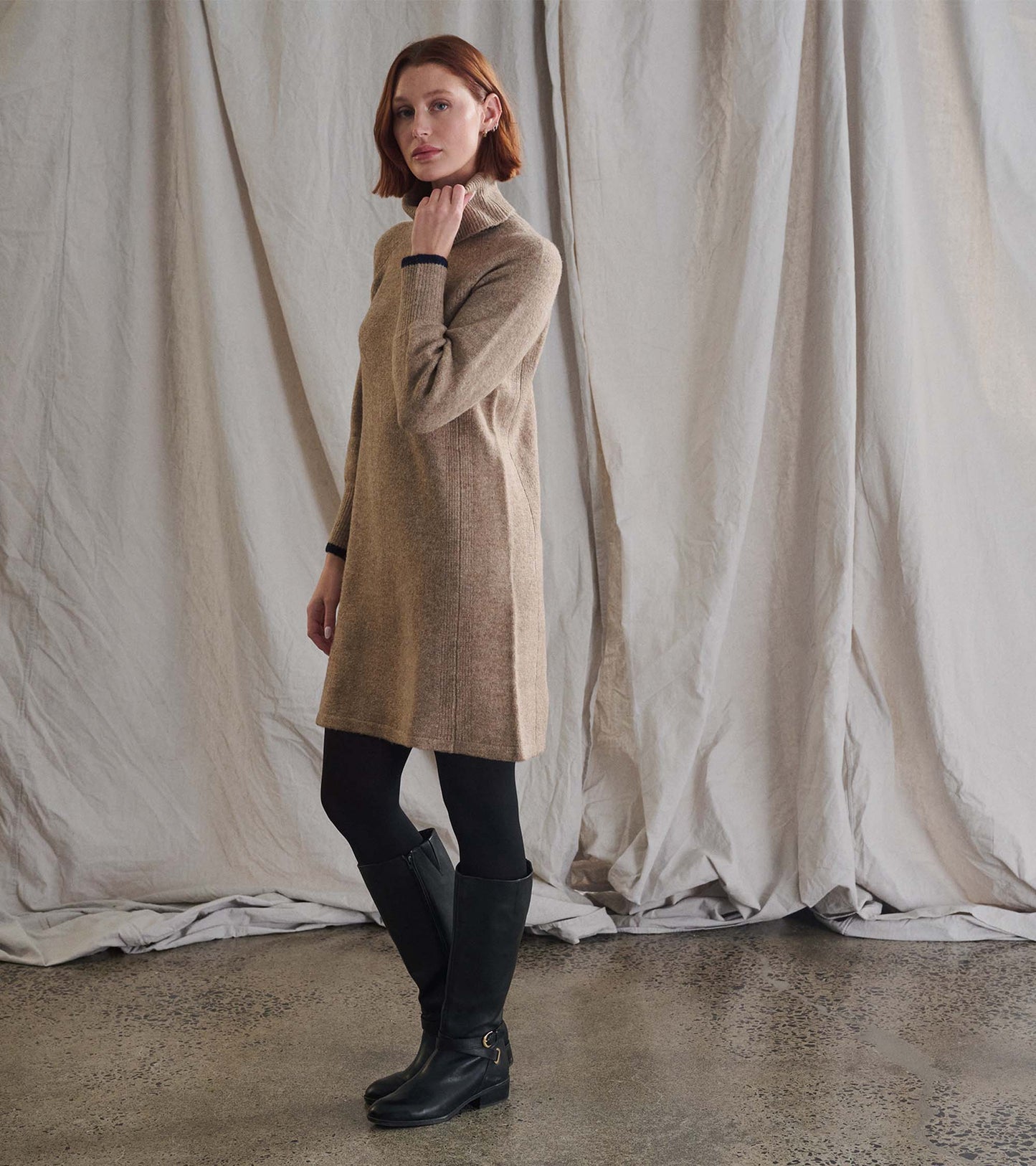 Robe pull trapèze - Mélange avoine