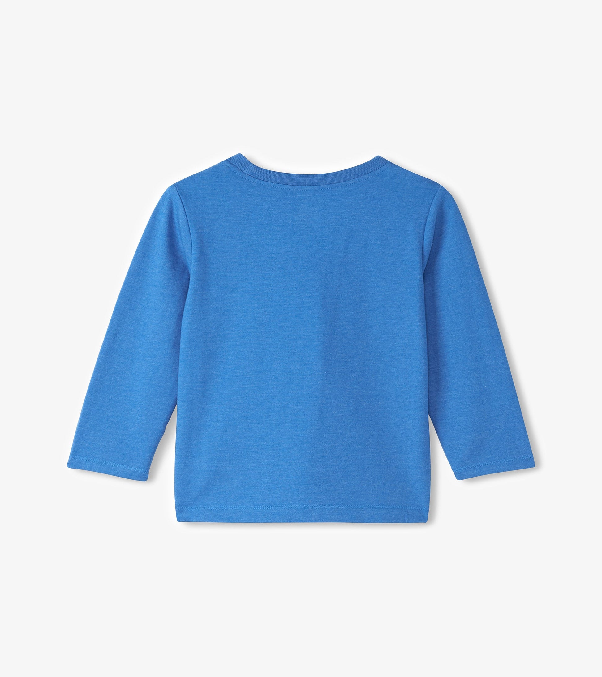 Long sleeve t-shirt in bright blue with a soft texture, designed for baby and toddler boys.