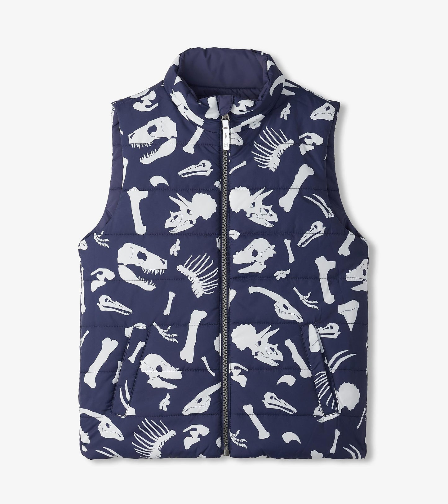 Veste sans manches matelassée réversible – Fossiles de dinosaure