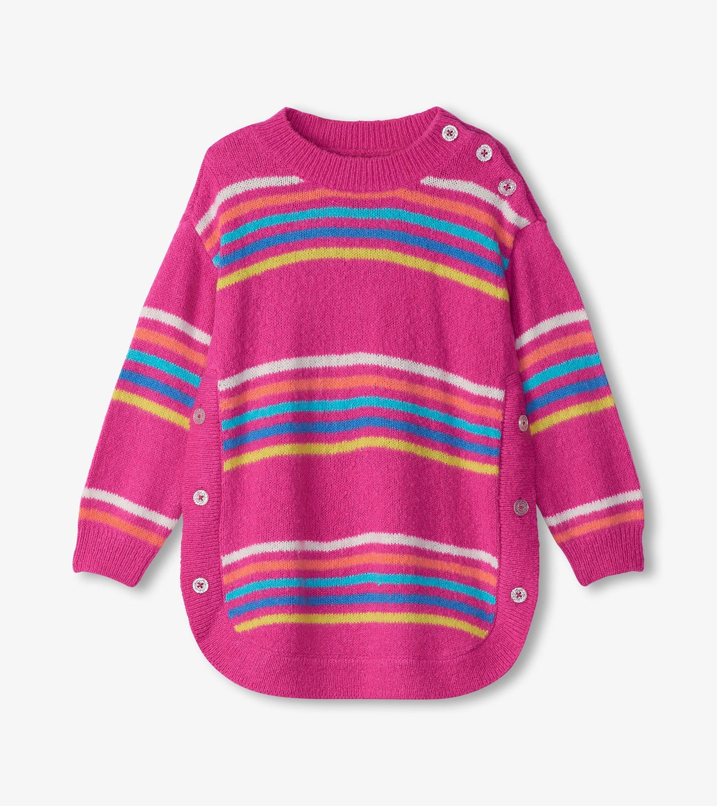Pull tunique en tricot épais – Rayures arc-en-ciel