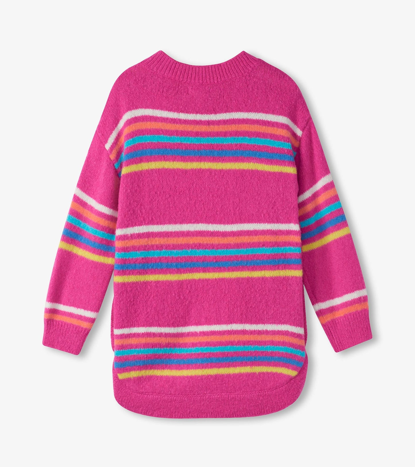 Pull tunique en tricot épais – Rayures arc-en-ciel
