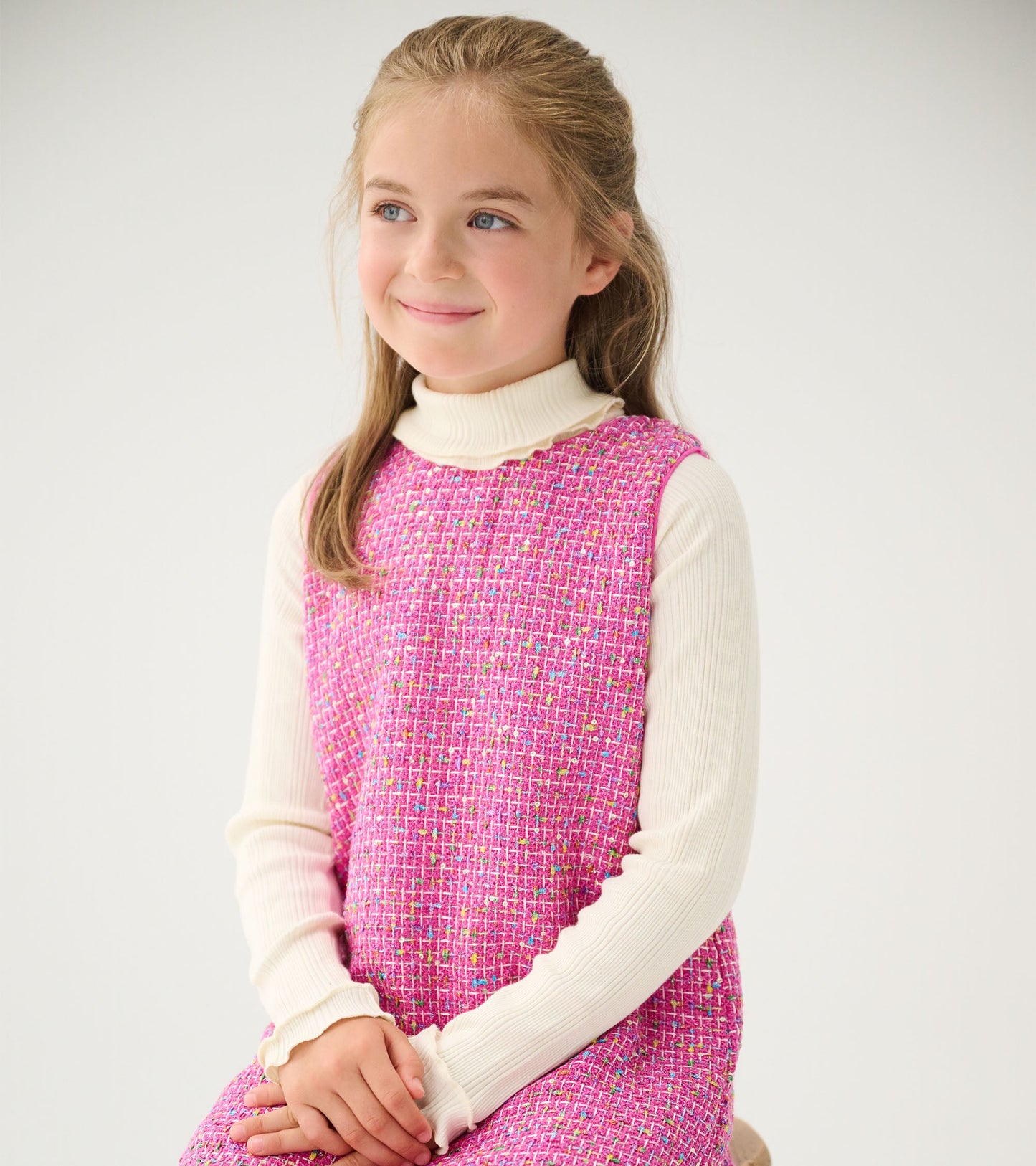 Robe en tweed – Rose violacé