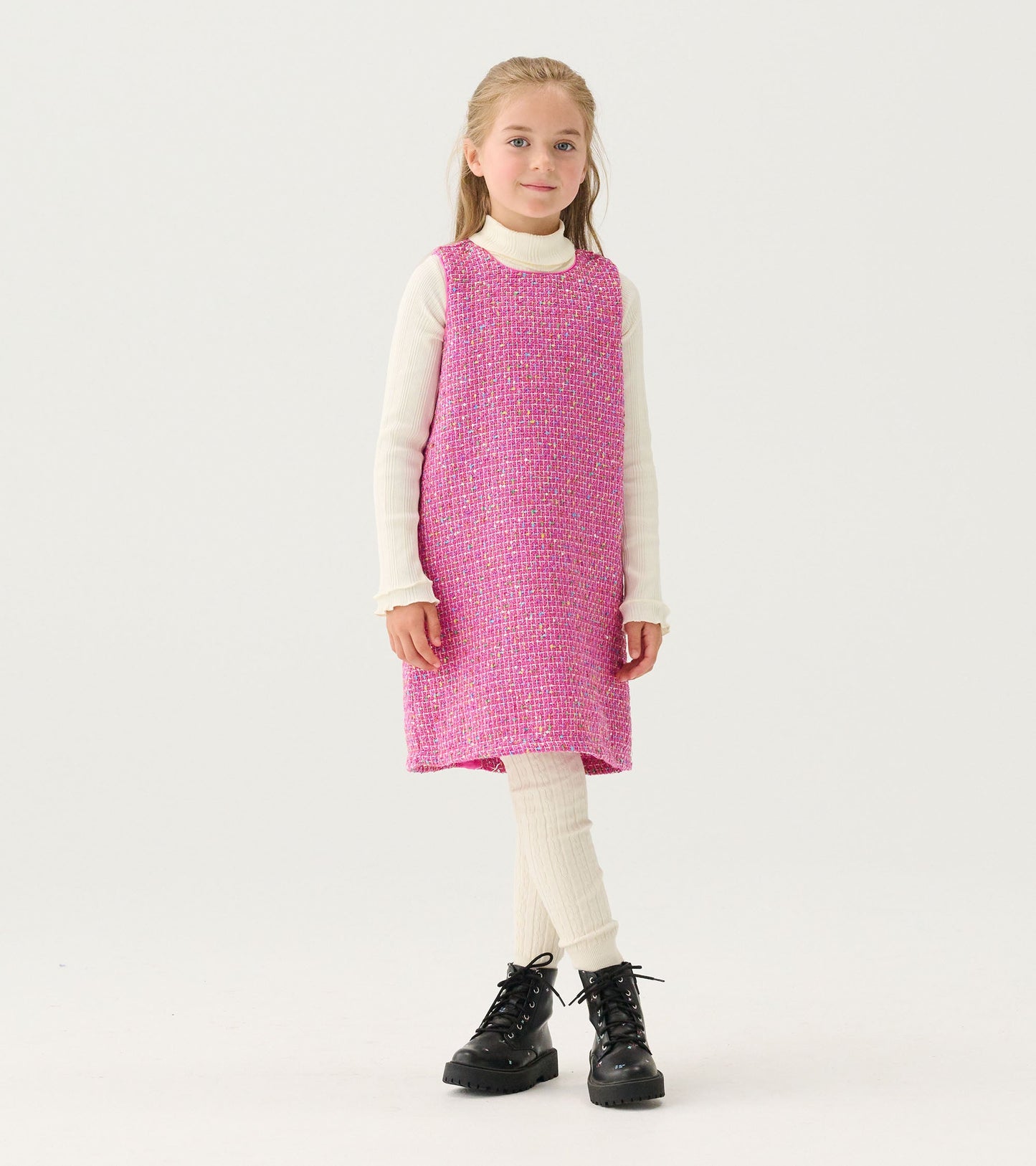 Robe en tweed – Rose violacé