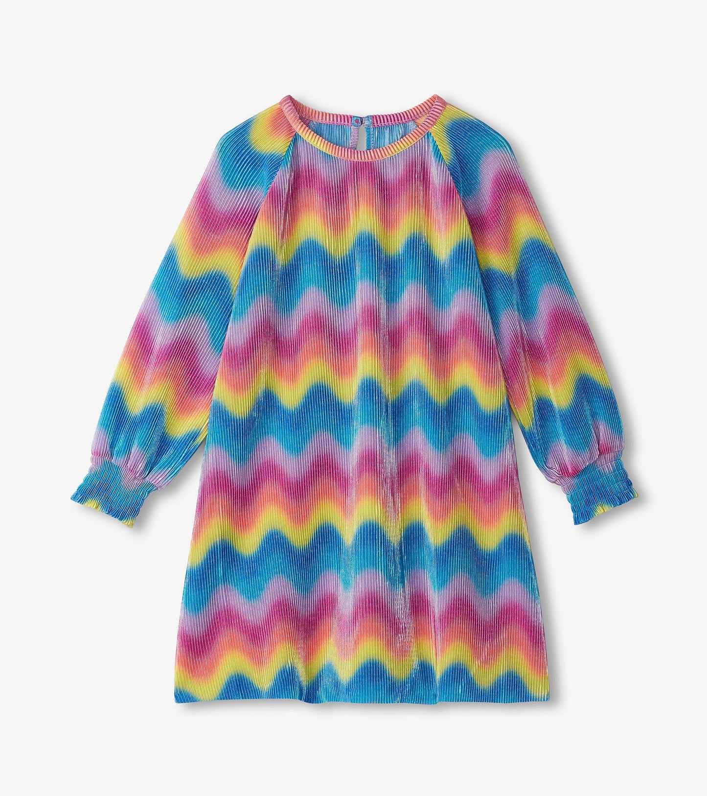 Robe trapèze plissée – Vagues arc-en-ciel