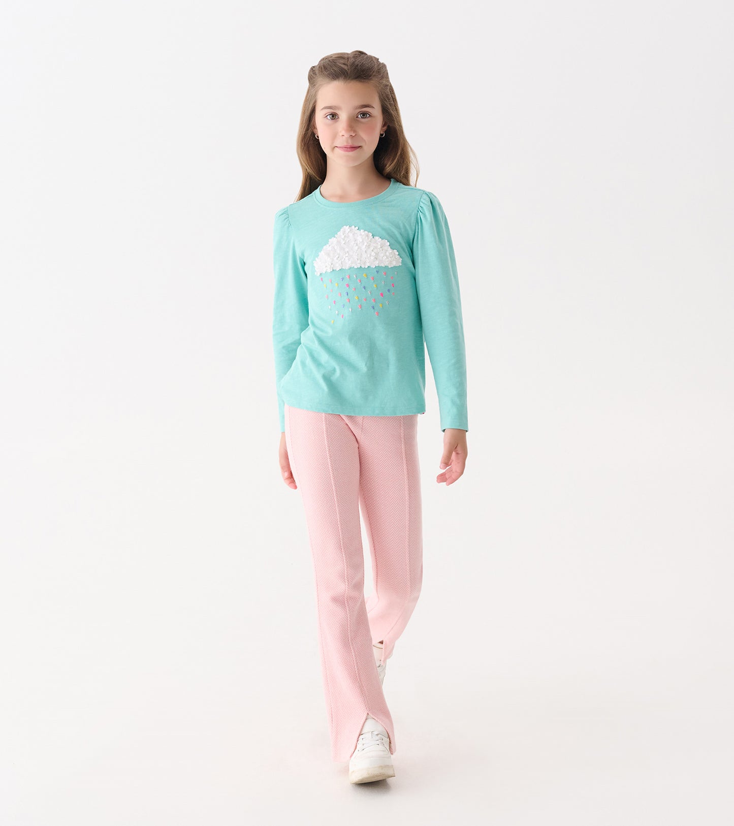 Girls Fluffy Cloud Puff Sleeve Graphic Tee
