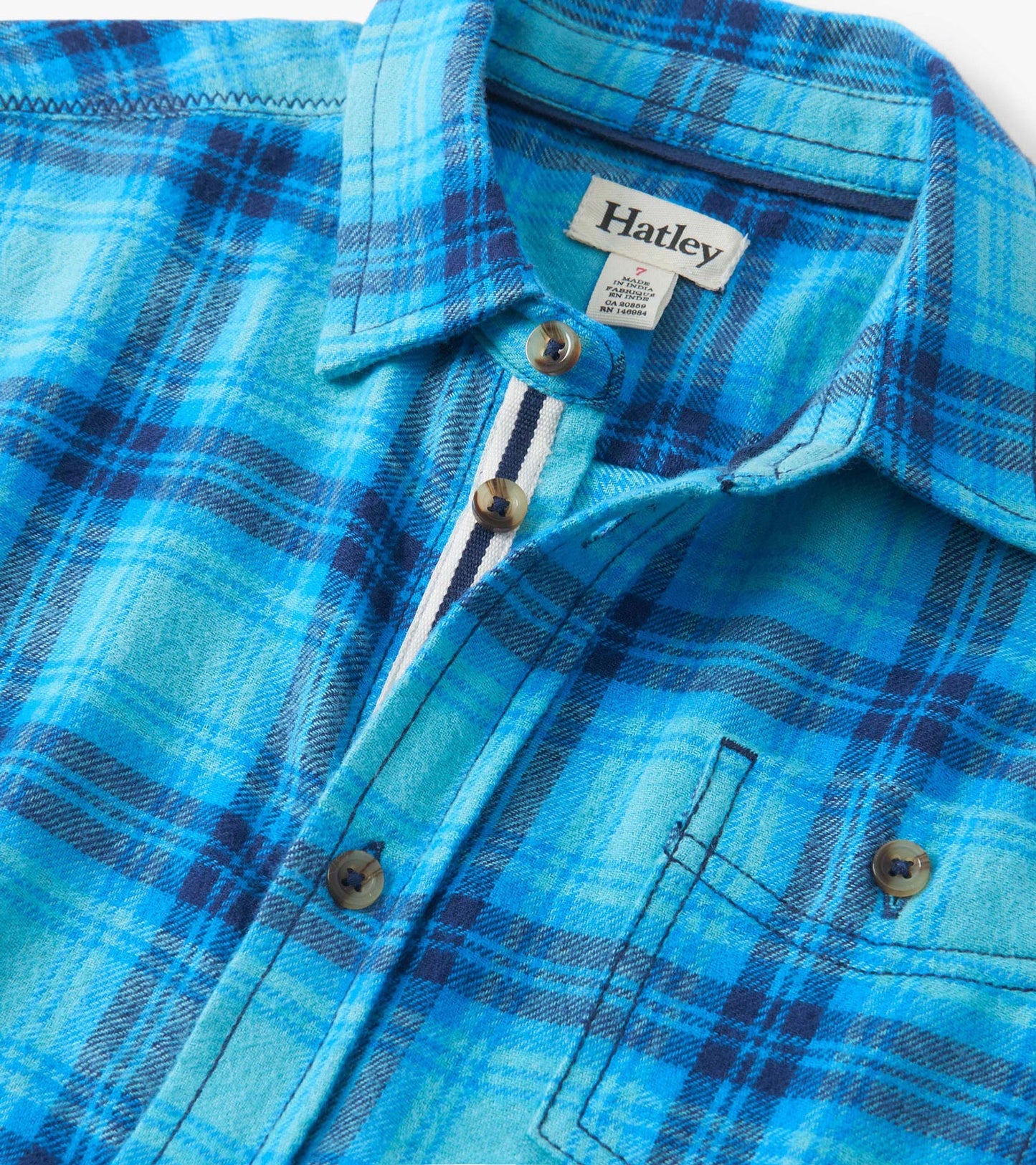 Chemise boutonnée – Motif écossais bleu de pierre