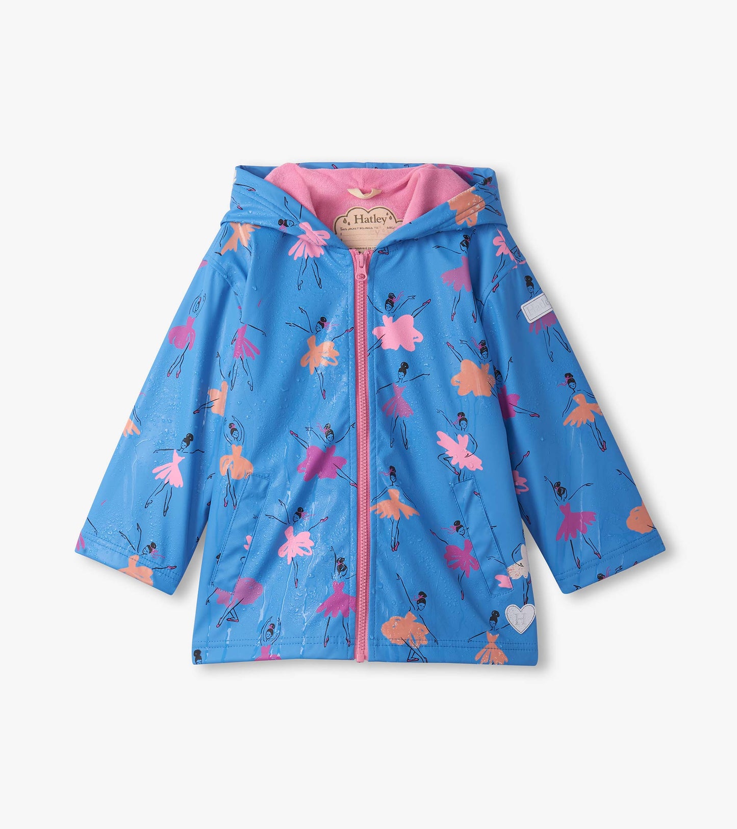 Girls Ballet School Colour Changing Zip-Up Rain Jacket