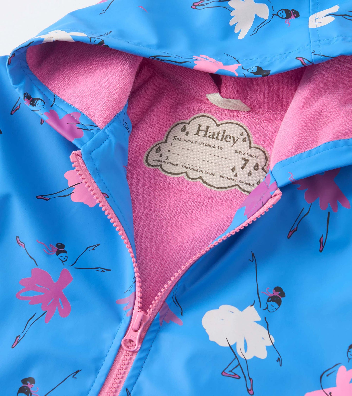 Girls Ballet School Colour Changing Zip-Up Rain Jacket