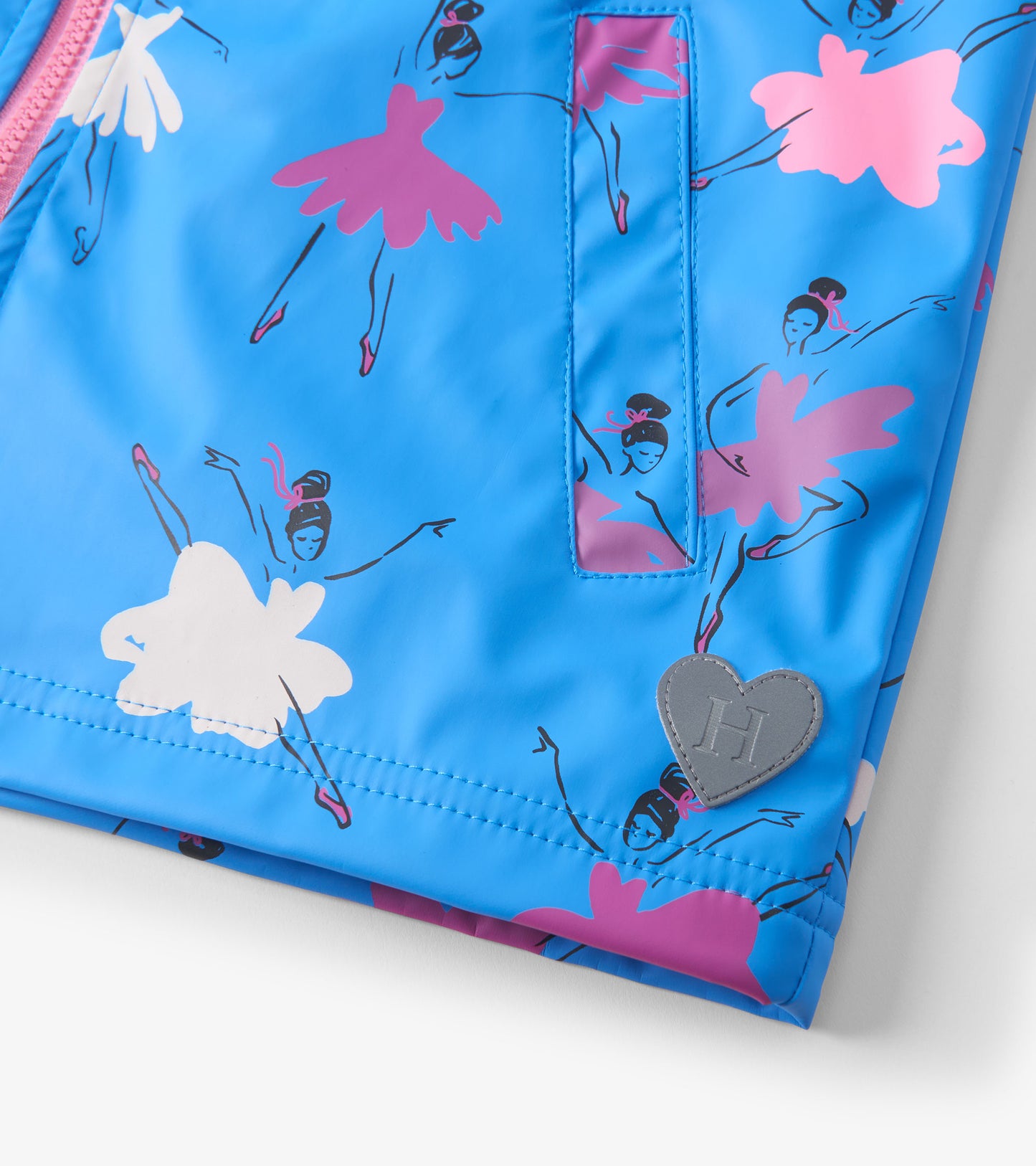 Girls Ballet School Colour Changing Zip-Up Rain Jacket