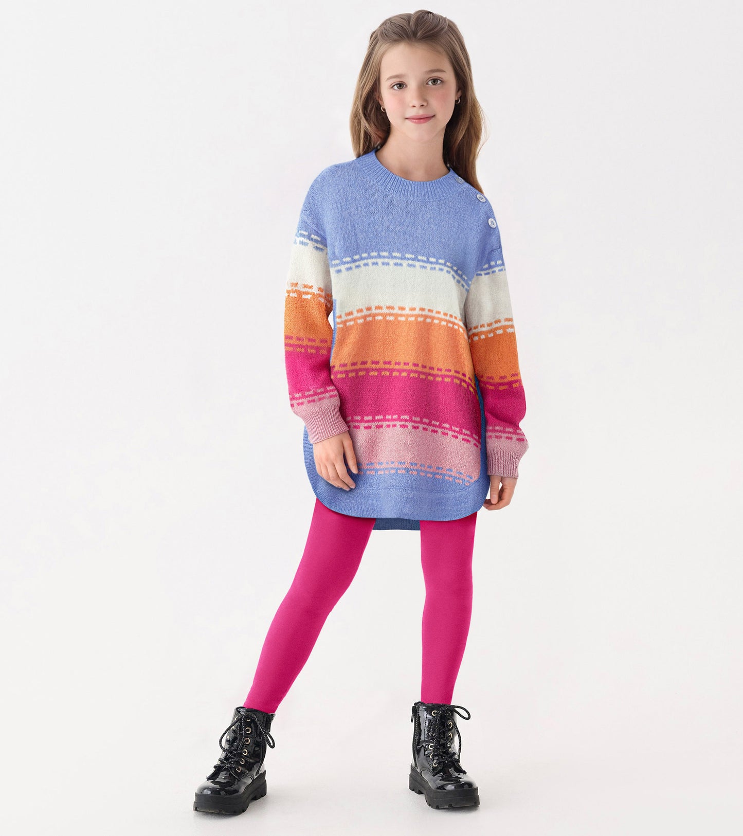 Girls Bold Stitch Chunky Sweater Tunic