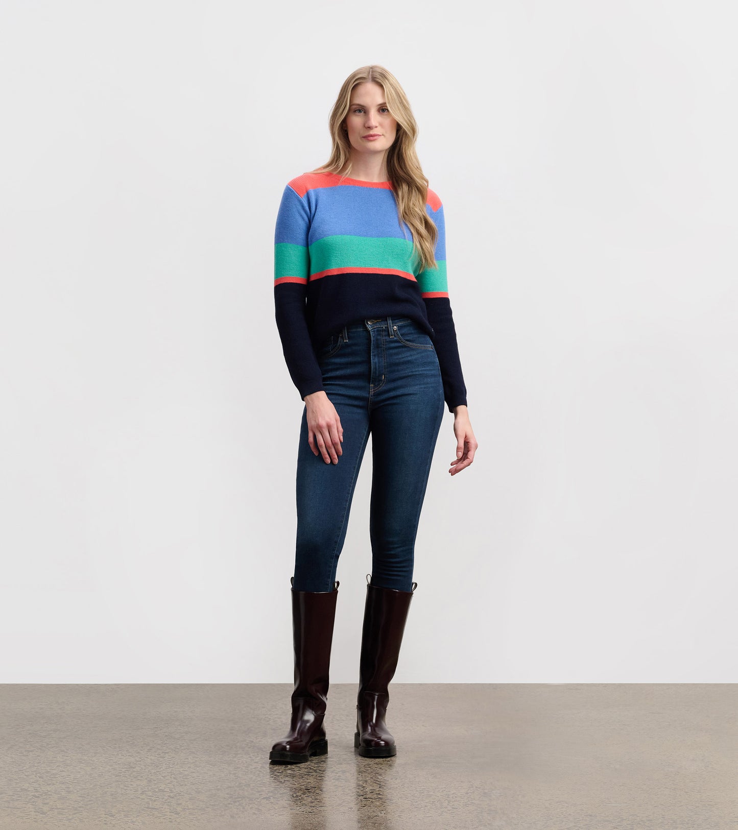 Devon Sweater - Bright Colorblock Stripes