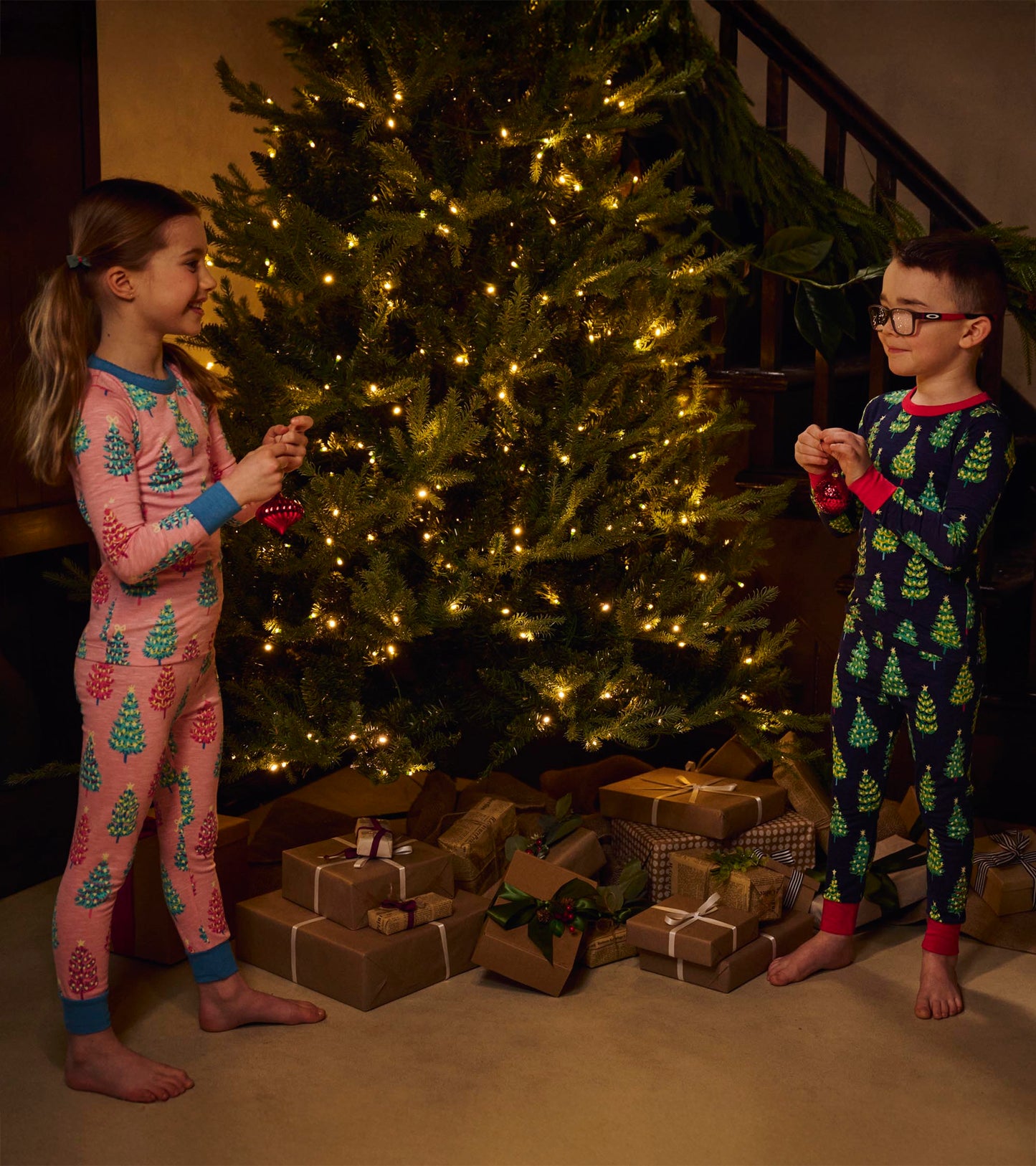 Boys Bottle Brush Trees Cotton Pajama Set