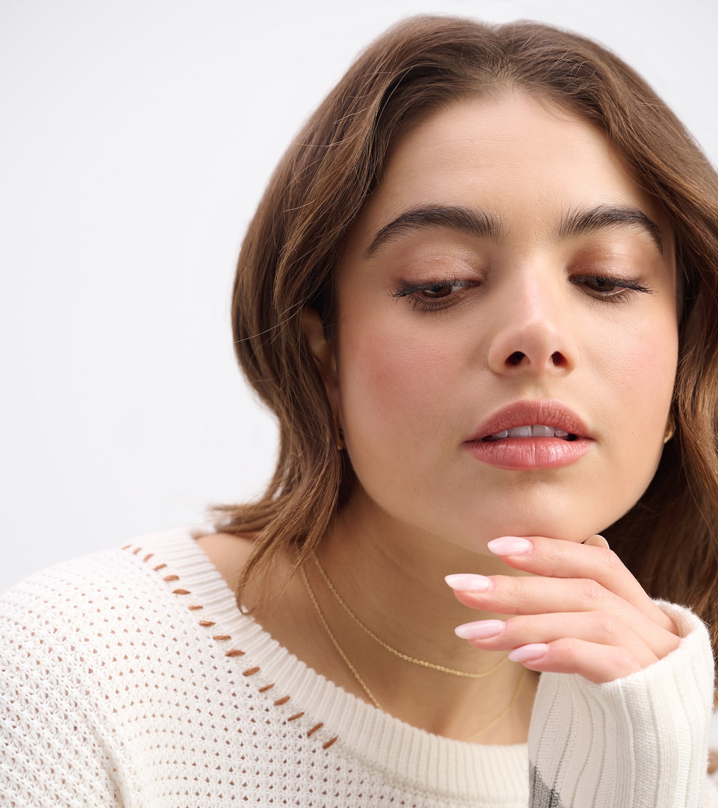 Pull gaufré en tricot pour femme – Crème