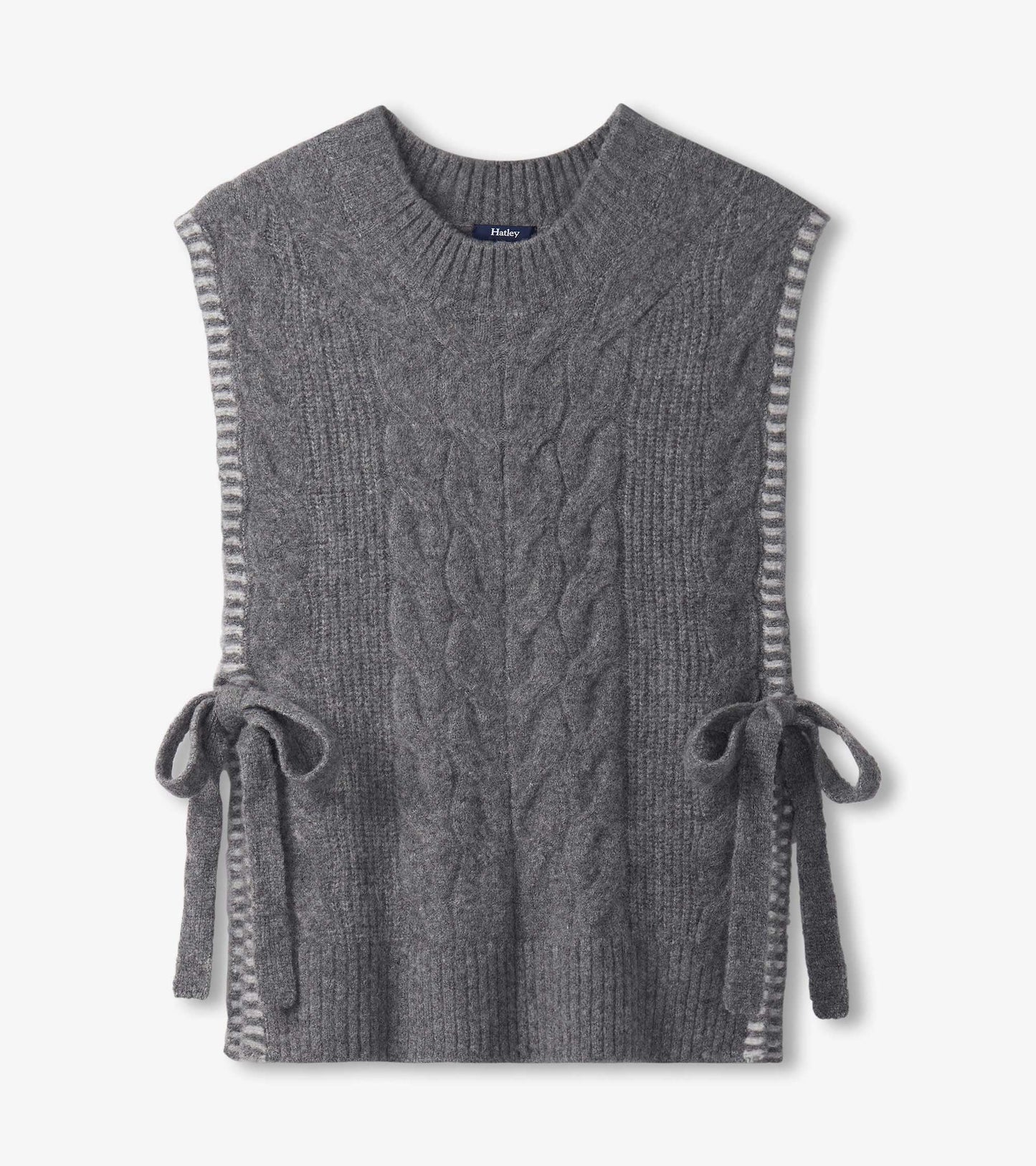 Débardeur en tricot noué sur les côtés pour femme – Gris anthracite chiné