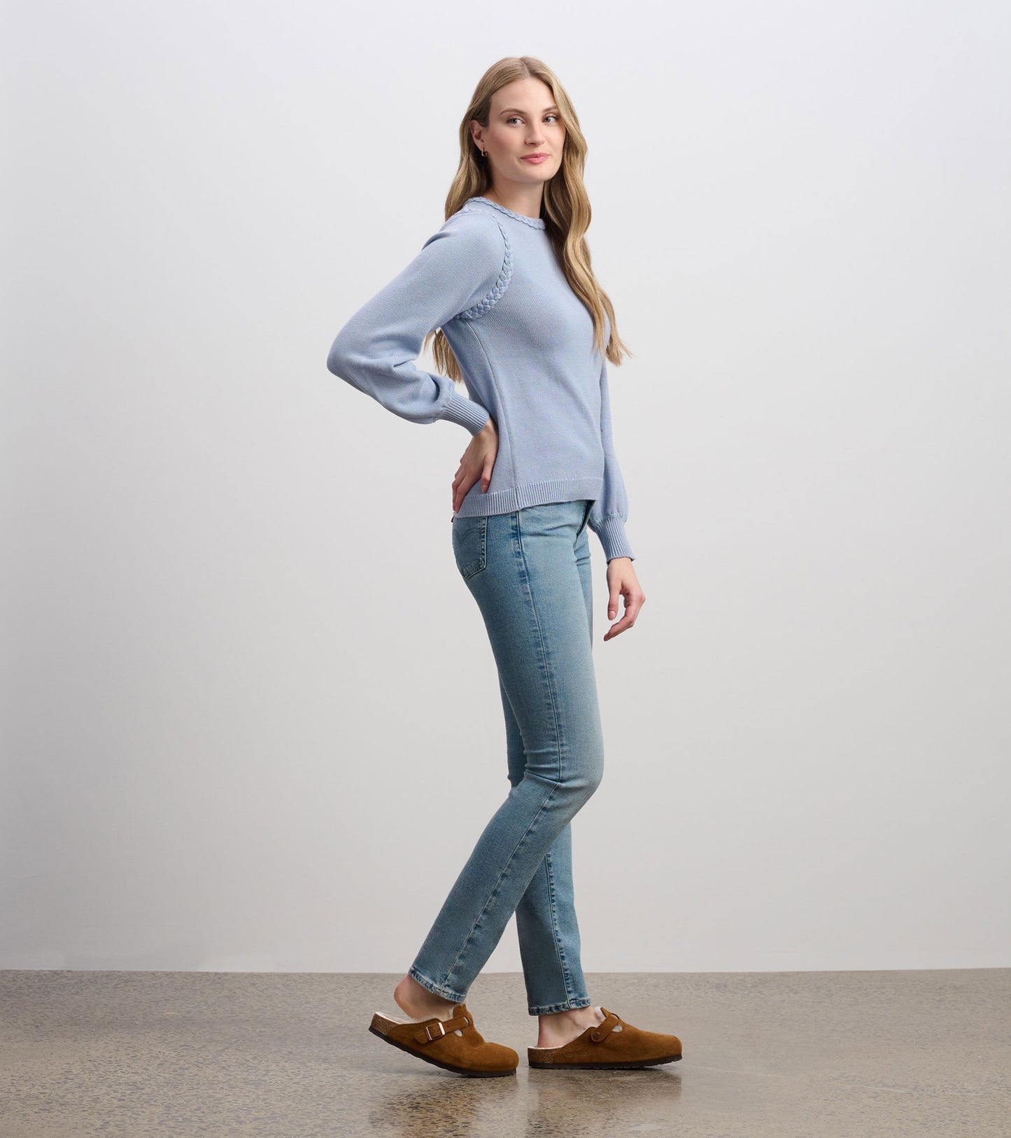 Braided Sweater - Bright Denim Blue