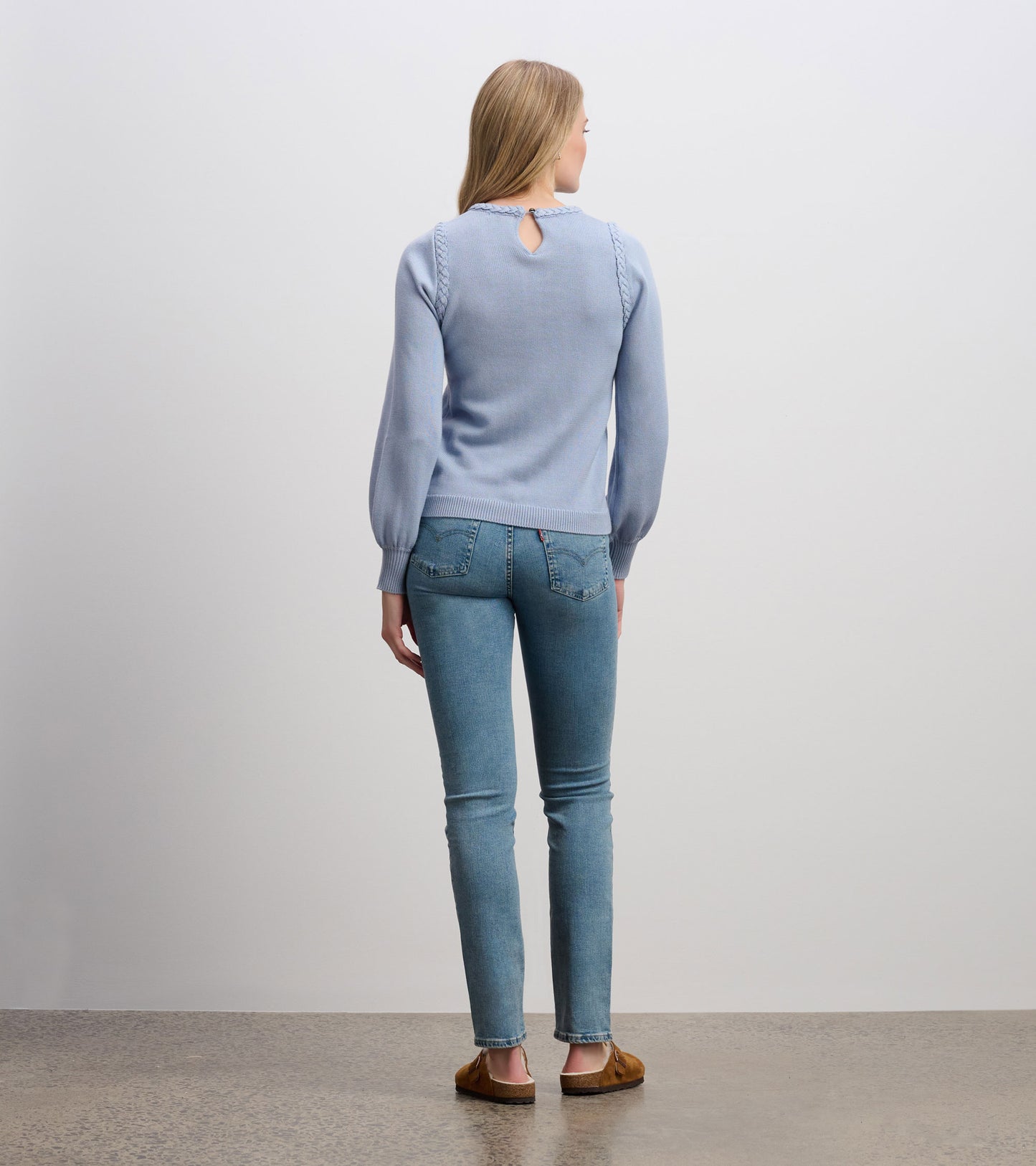 Braided Sweater - Bright Denim Blue