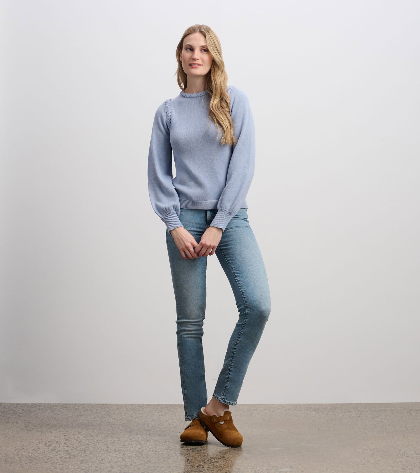 Braided Sweater - Bright Denim Blue