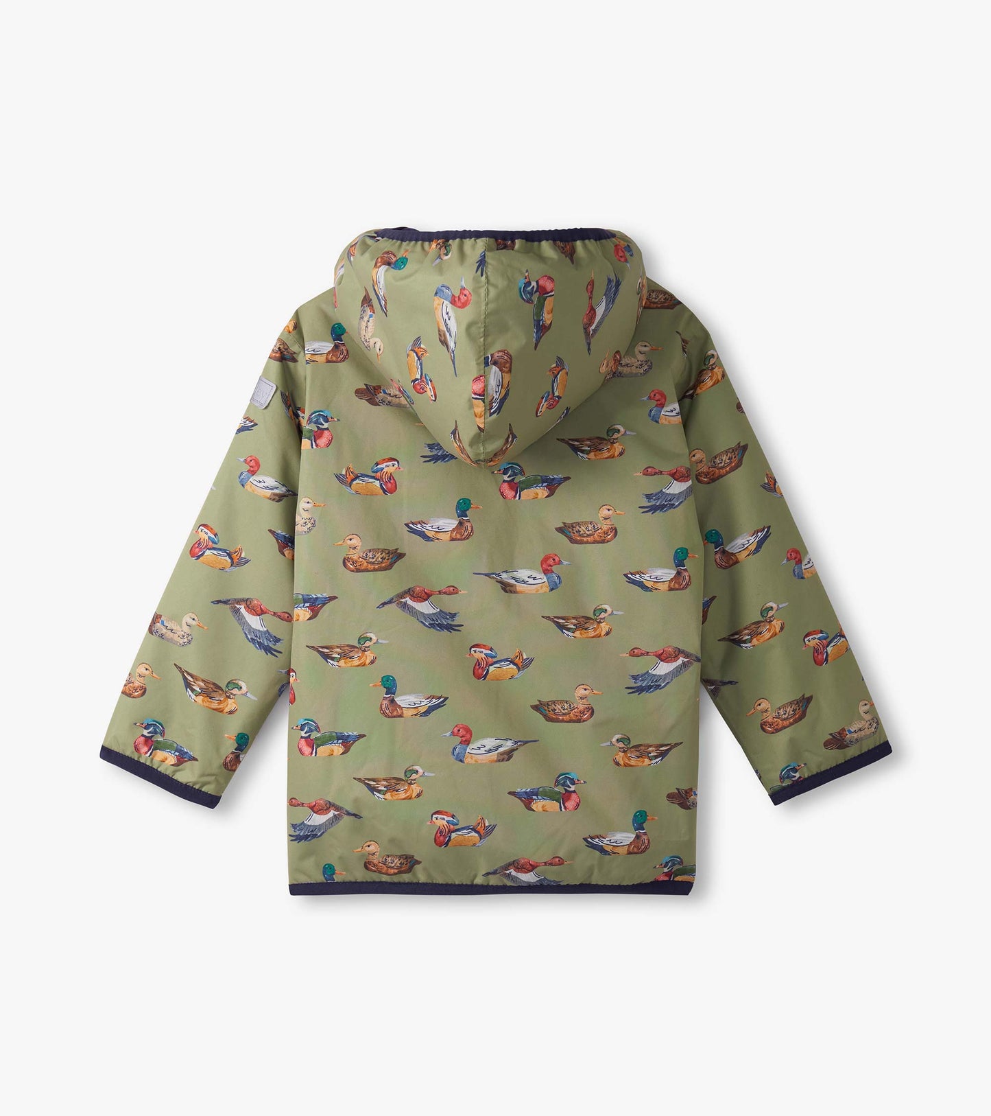 Imperméable léger à fermeture à glissière pour garçon – Leurres de canard sur fond vert