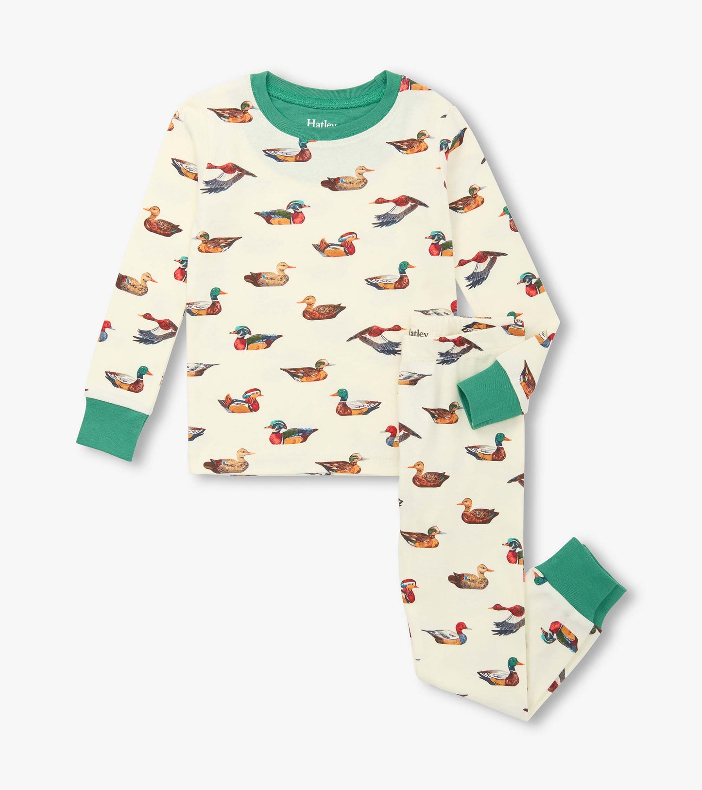 Pyjama en coton pour garçon – Leurres de canard sur fond crème