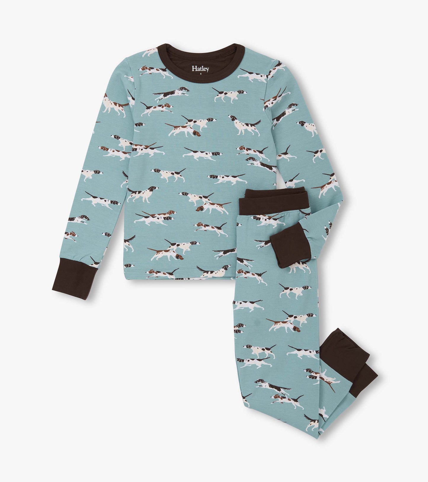Pyjama en bambou pour garçon – Chiens de chasse sur fond bleu