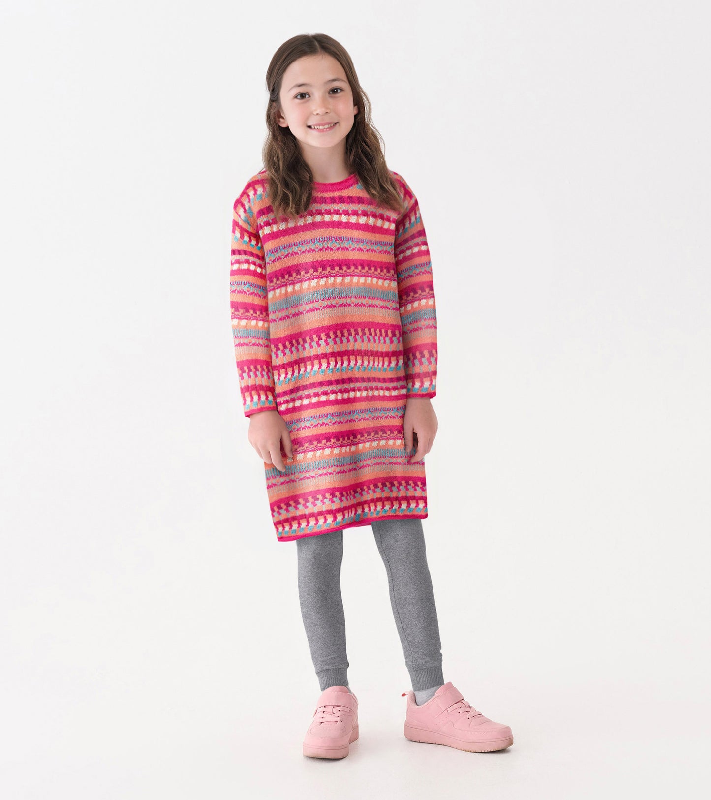 Girls Sunset Stripe Sweater Dress