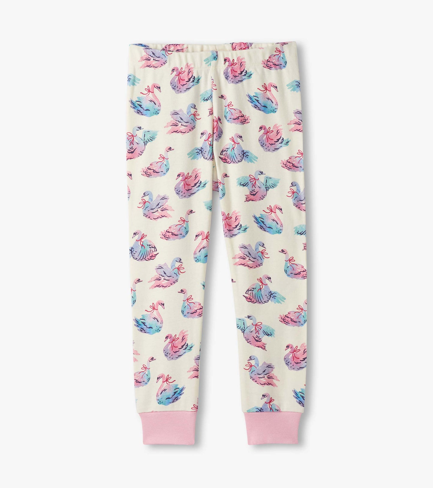 Girls Elegant Swans Cotton Pajama Set