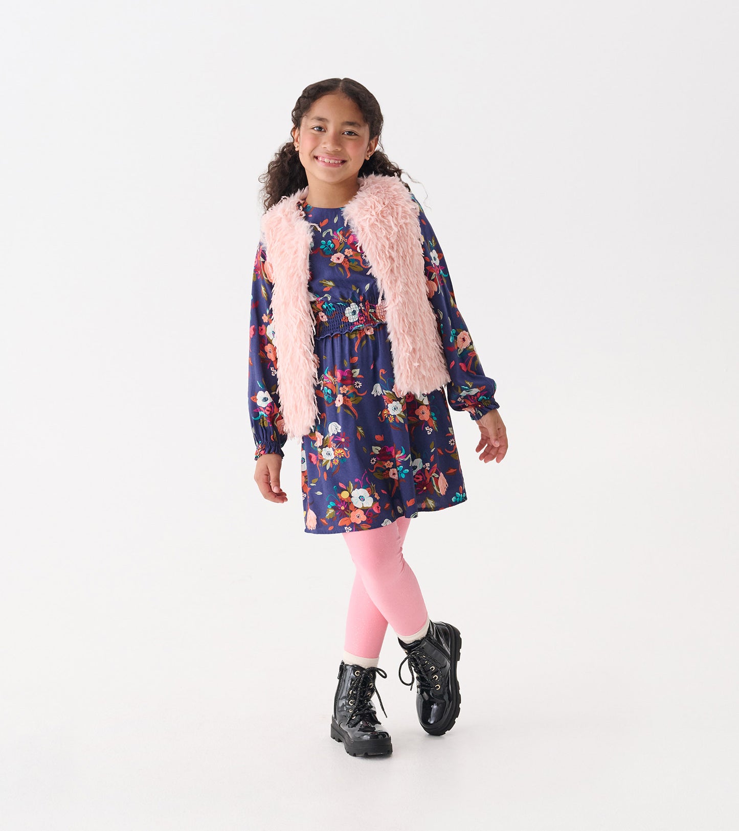 Veste en fausse fourrure – Plume rose pâle