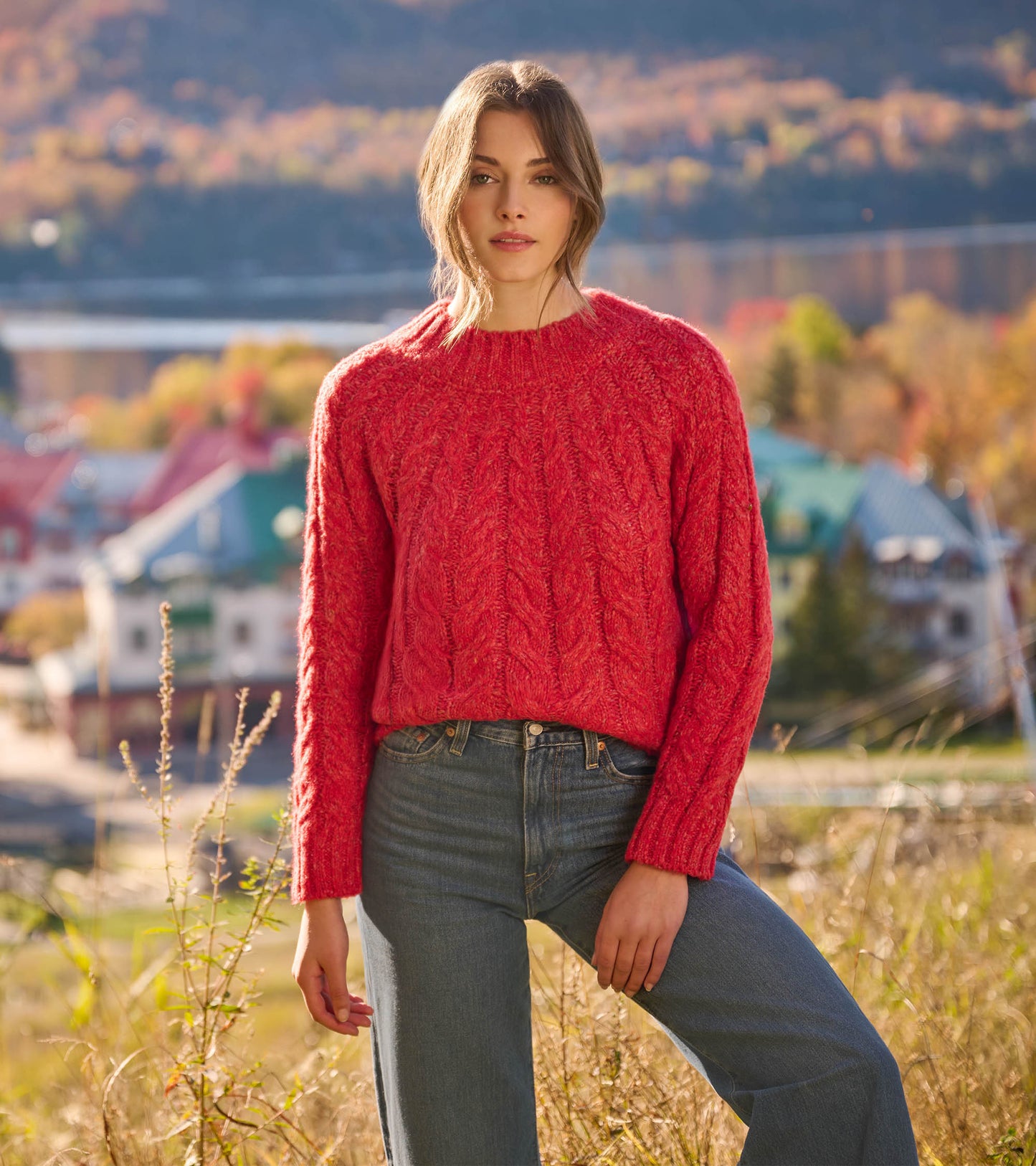 Dylan Cable Knit Sweater - Red