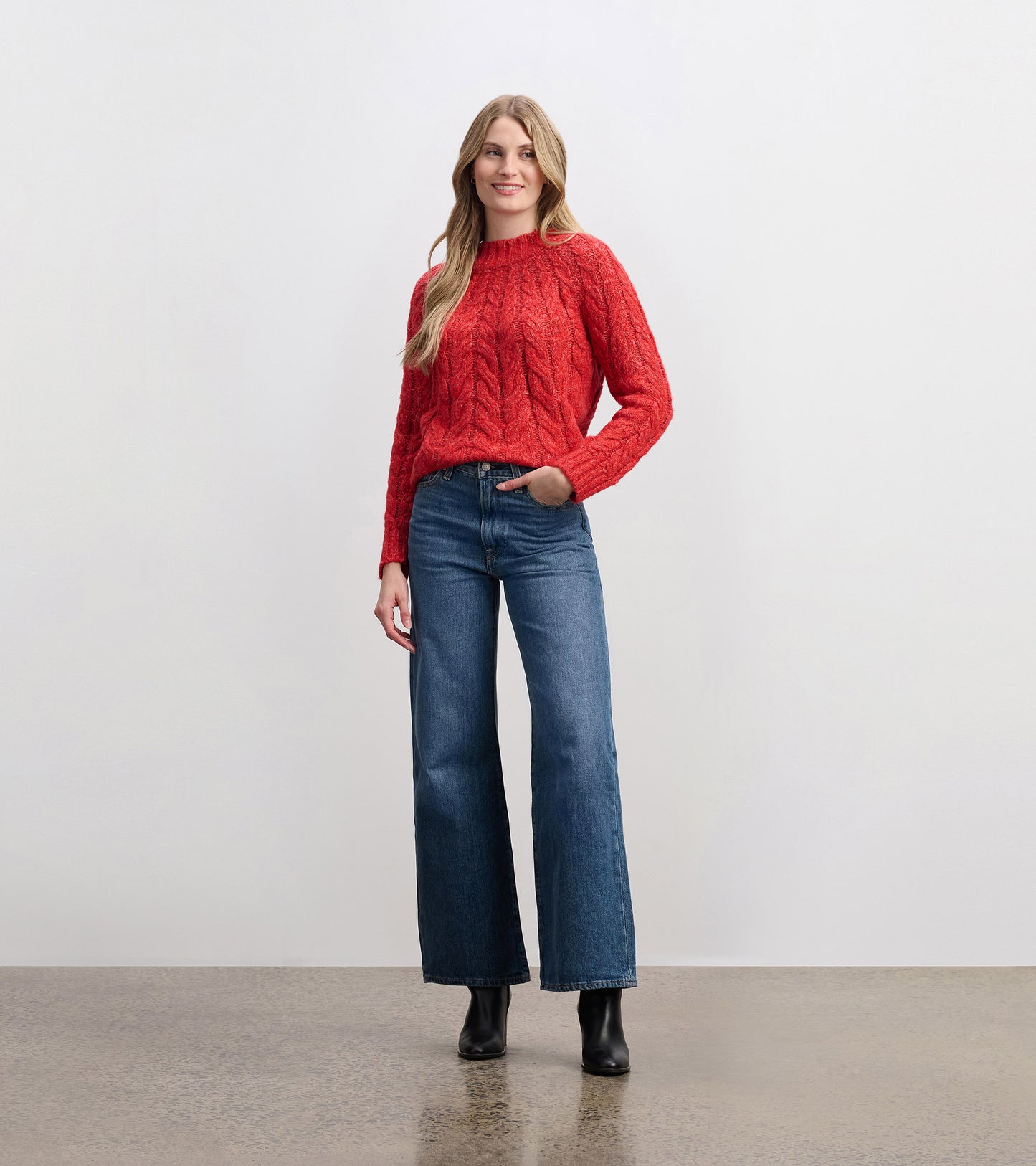 Dylan Cable Knit Sweater - Red
